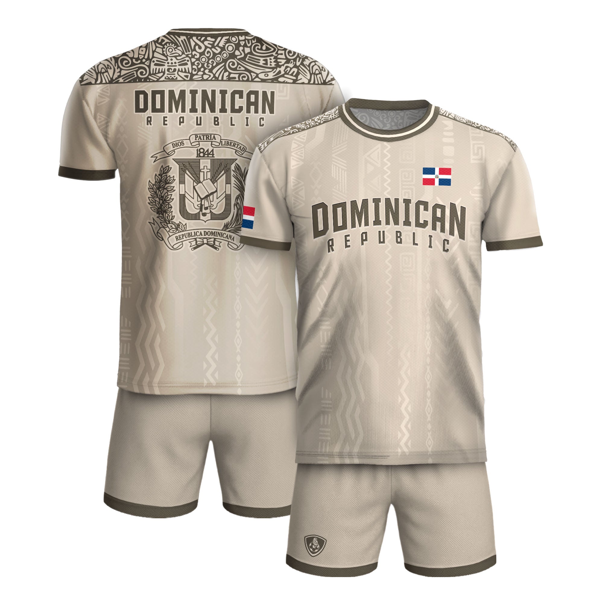 Dominican Republic Coat of Arms Tribal Beige Brown National Soccer Jersey