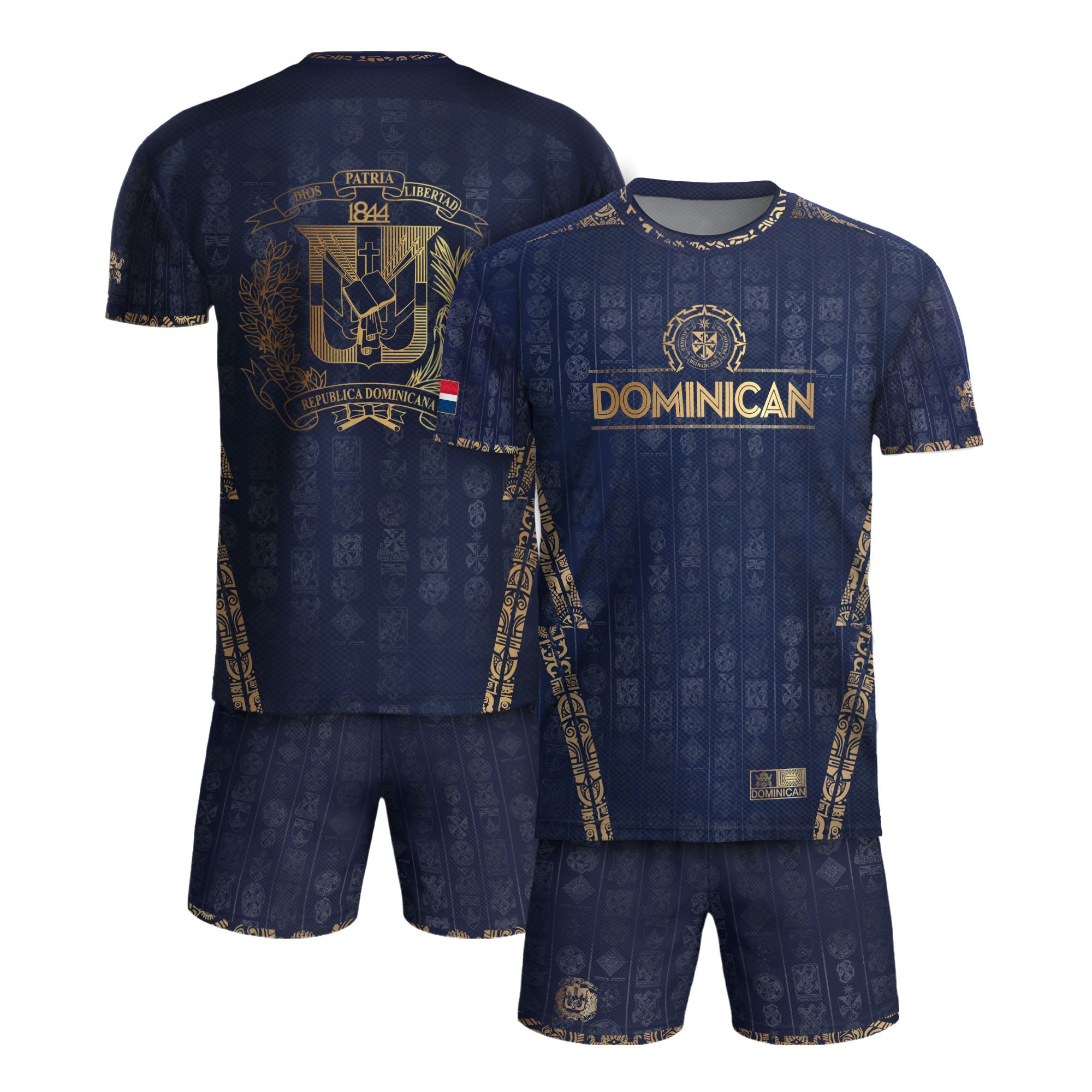 Dominican Republic Heritage Navy Gold Patchwork Soccer Jersey
