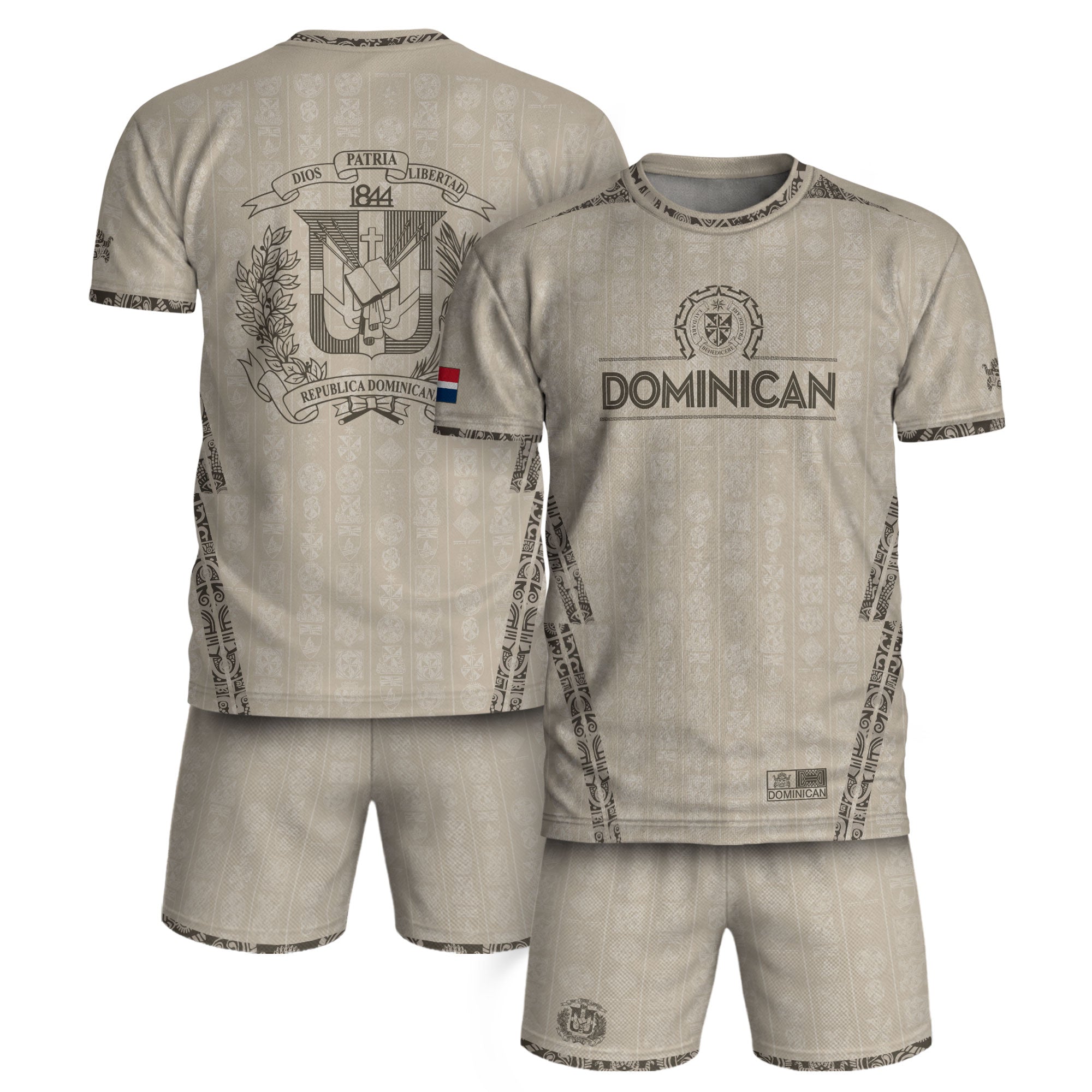 Dominican Republic Heritage Beige Tan Patchwork Soccer Jersey