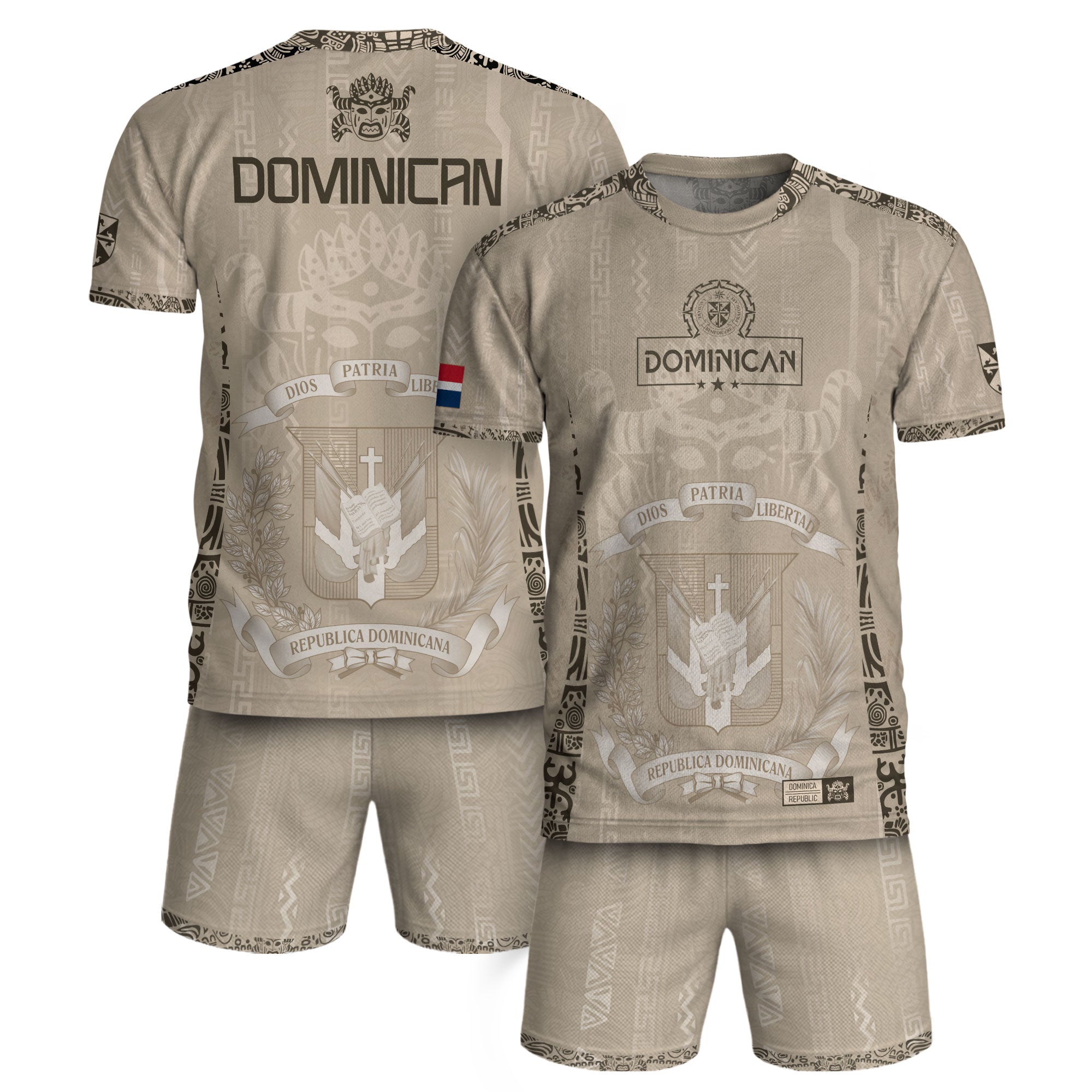 Dominican Republic Orgullo Dominicano Beige Mask Retro Soccer Jersey