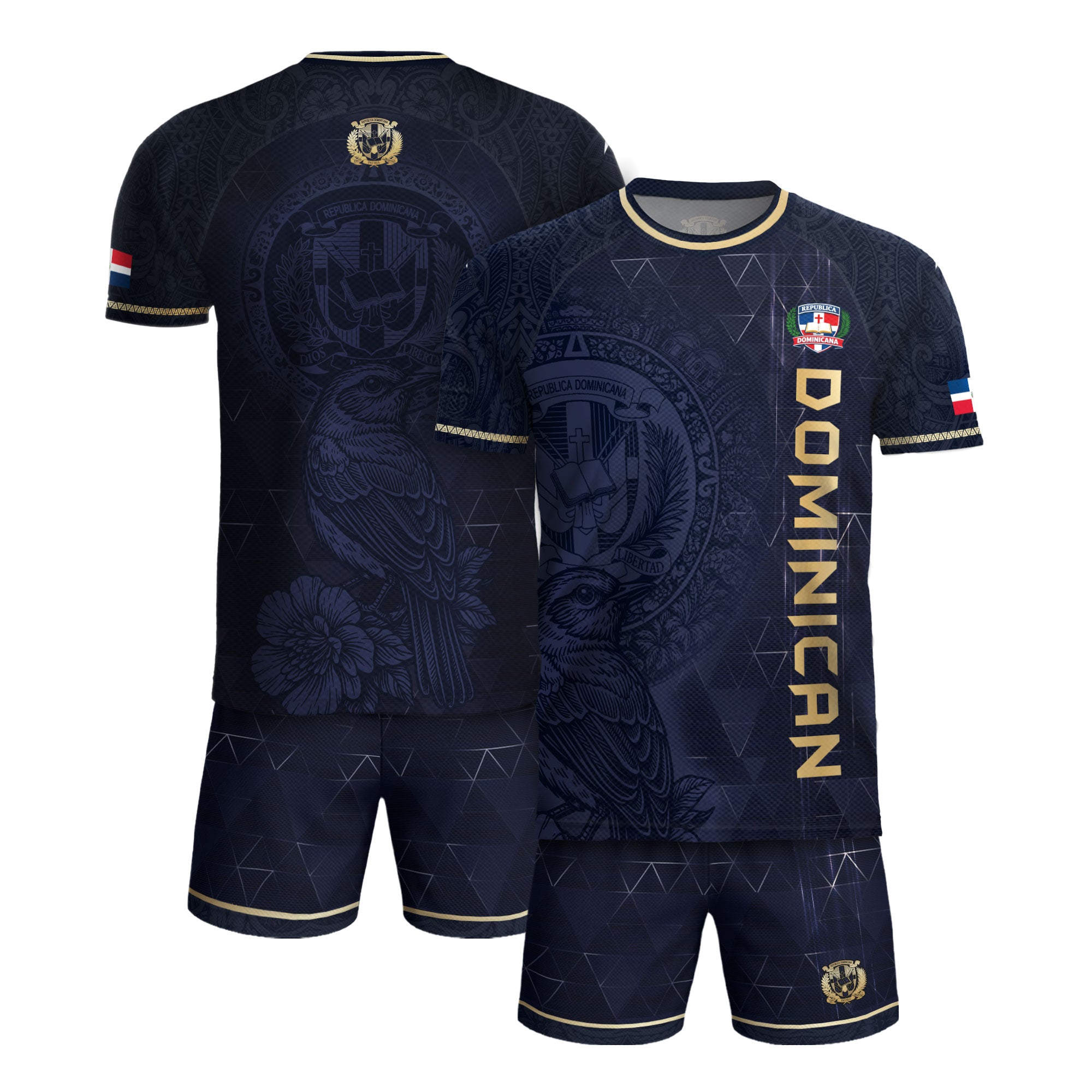 Dominican Heritage Soccer Jersey Black Navy, Cultural Identity & Pride Collection