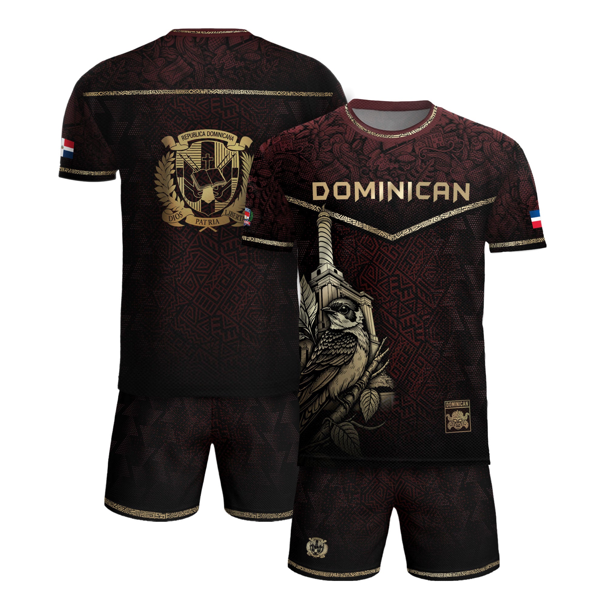 Dominican Cultural Legacy Soccer Jersey Maroon Black, Identity & Pride Apparel