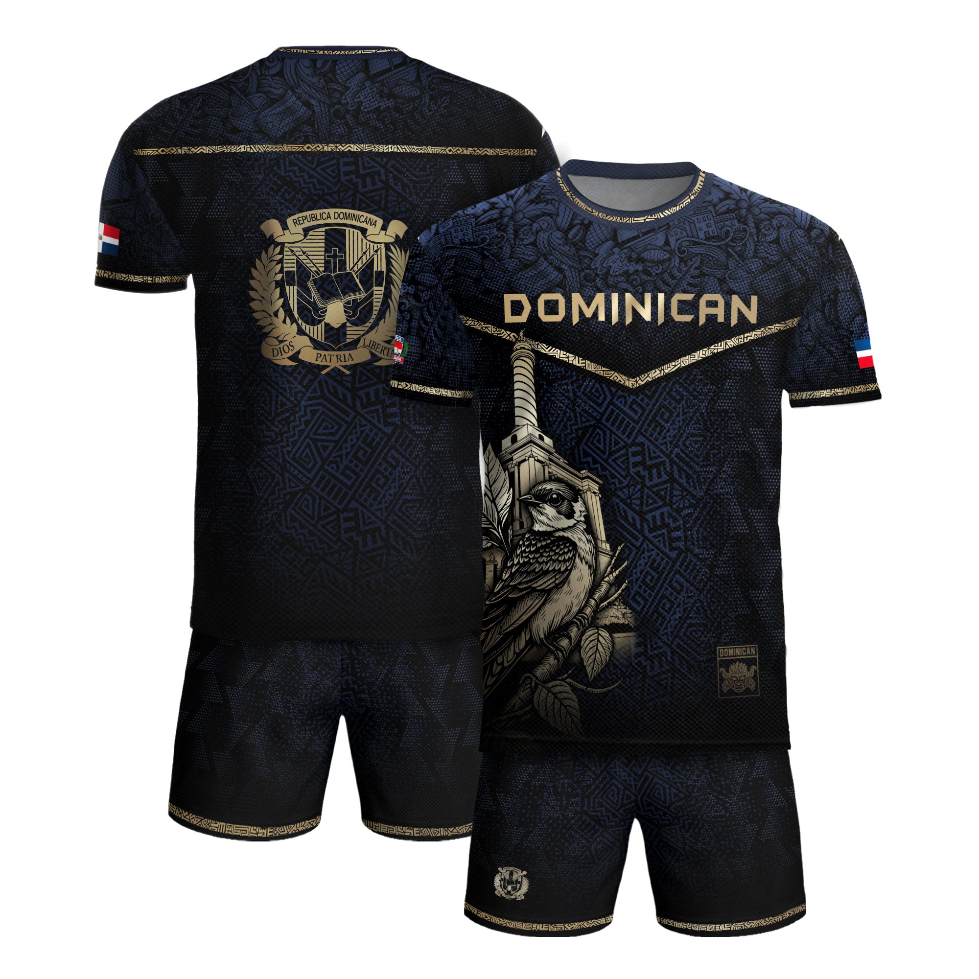 Dominican Cultural Legacy Soccer Jersey Black Navy, Identity & Pride Edition