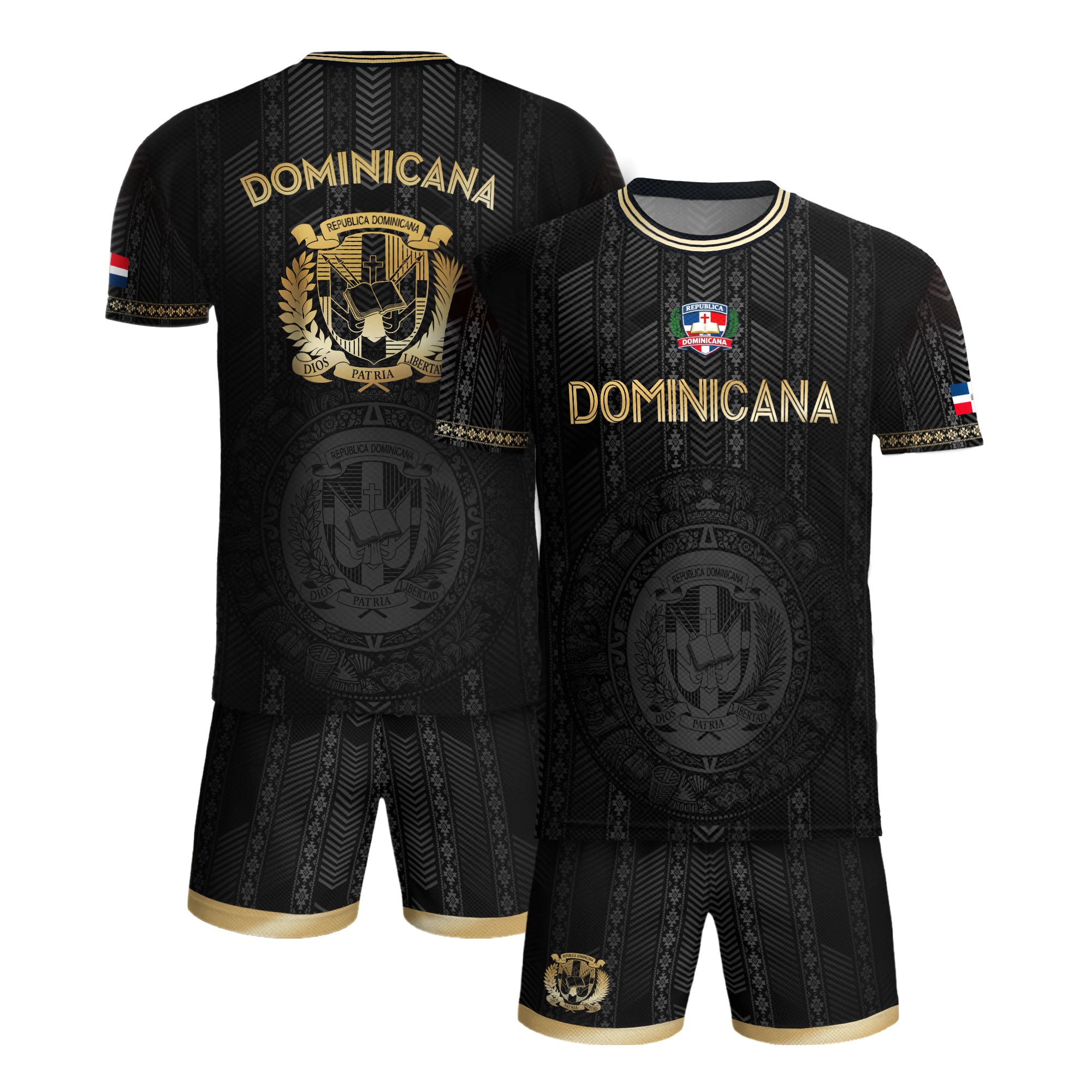 Dominican Heritage Football Jersey Black Gold, Cultural Identity & National Pride Shirt