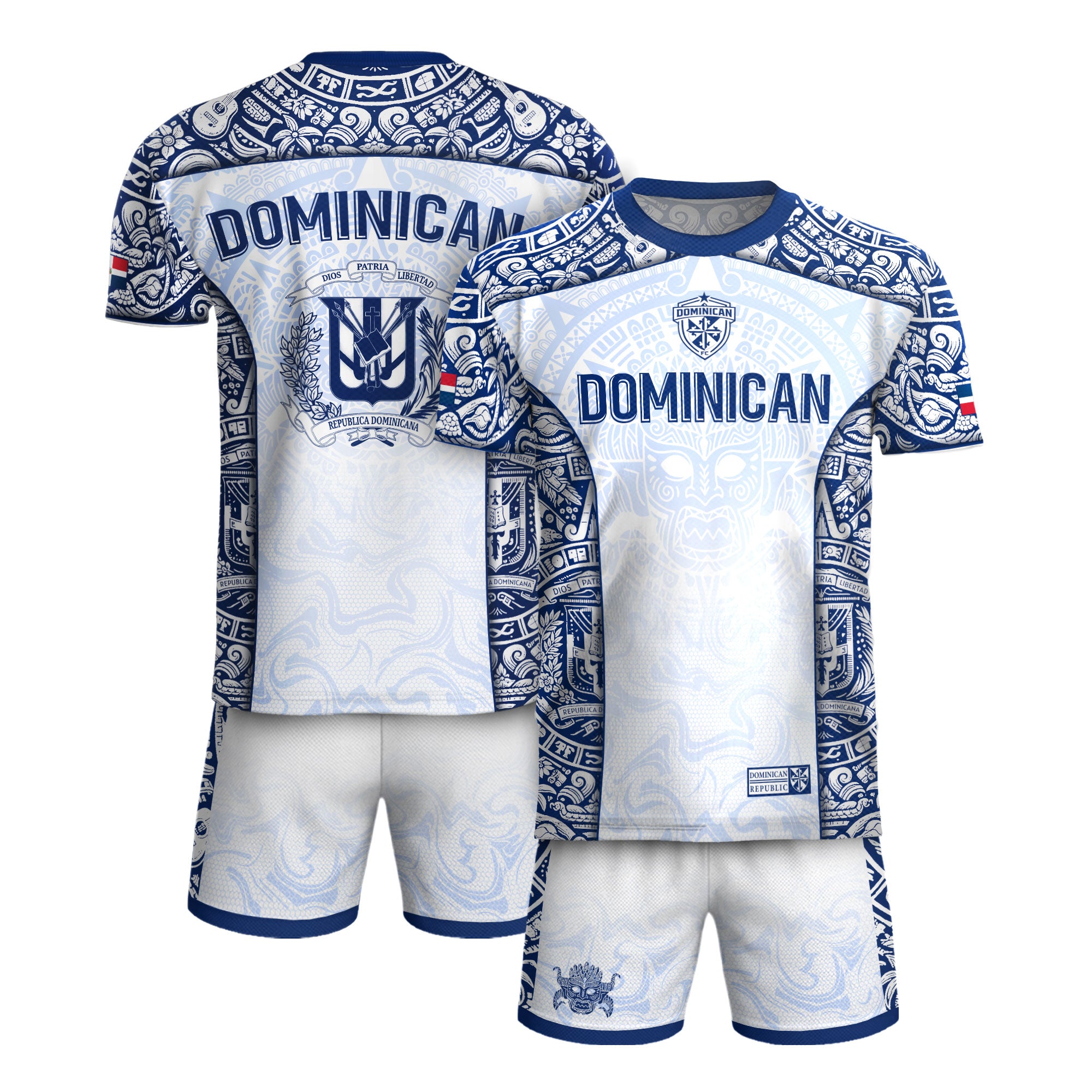 Dominican Republic Heritage White Taino Tribal Style Pride Soccer Jersey