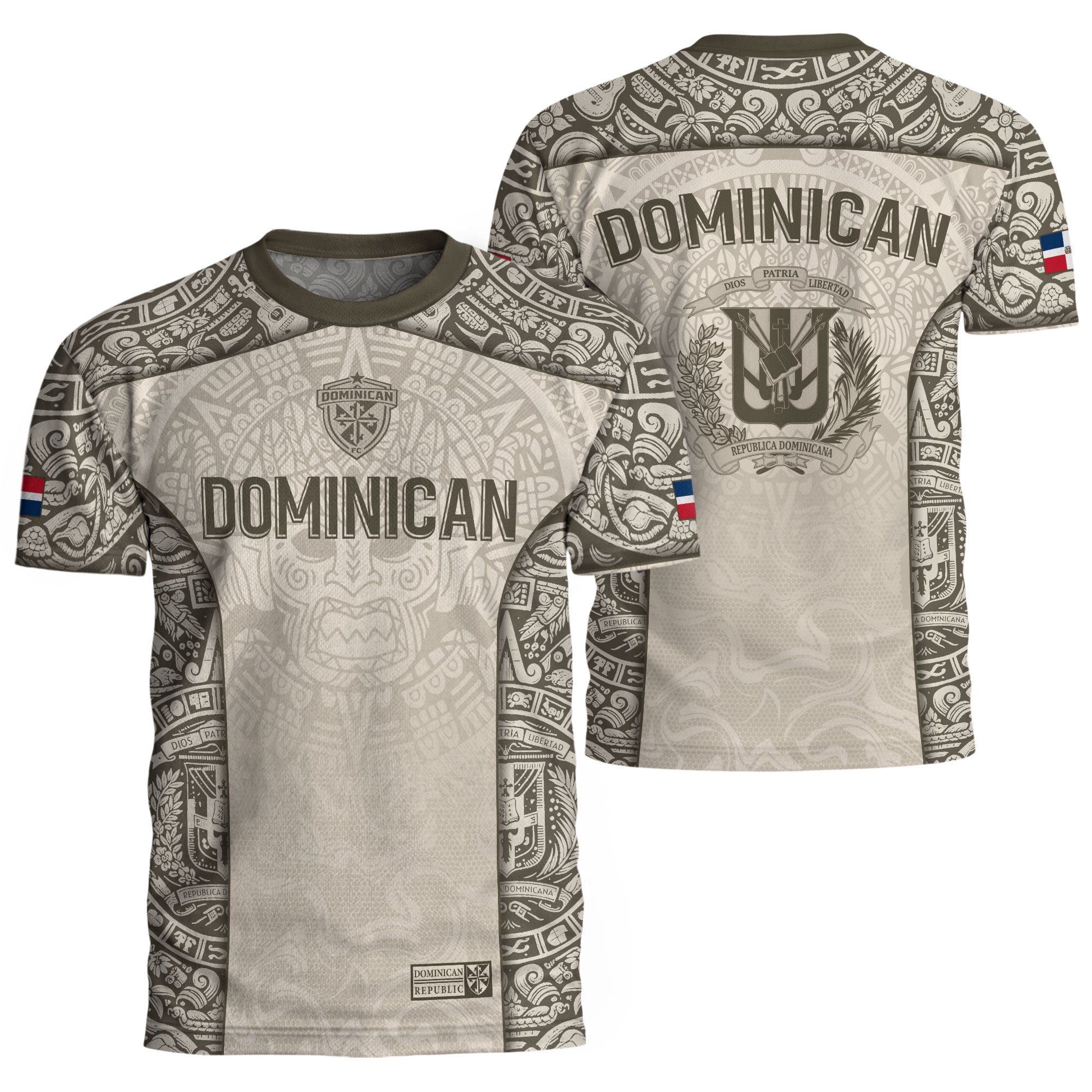 Dominican Republic Heritage Orgullo Dominicano Beige Taino Soccer Jersey
