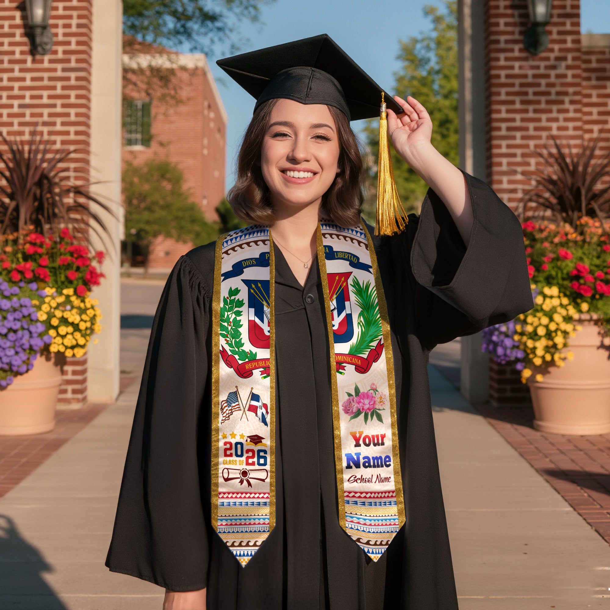 Personalized Dominican Graduation Sash Dominicana Stole, Class of 2026 Grad Gift