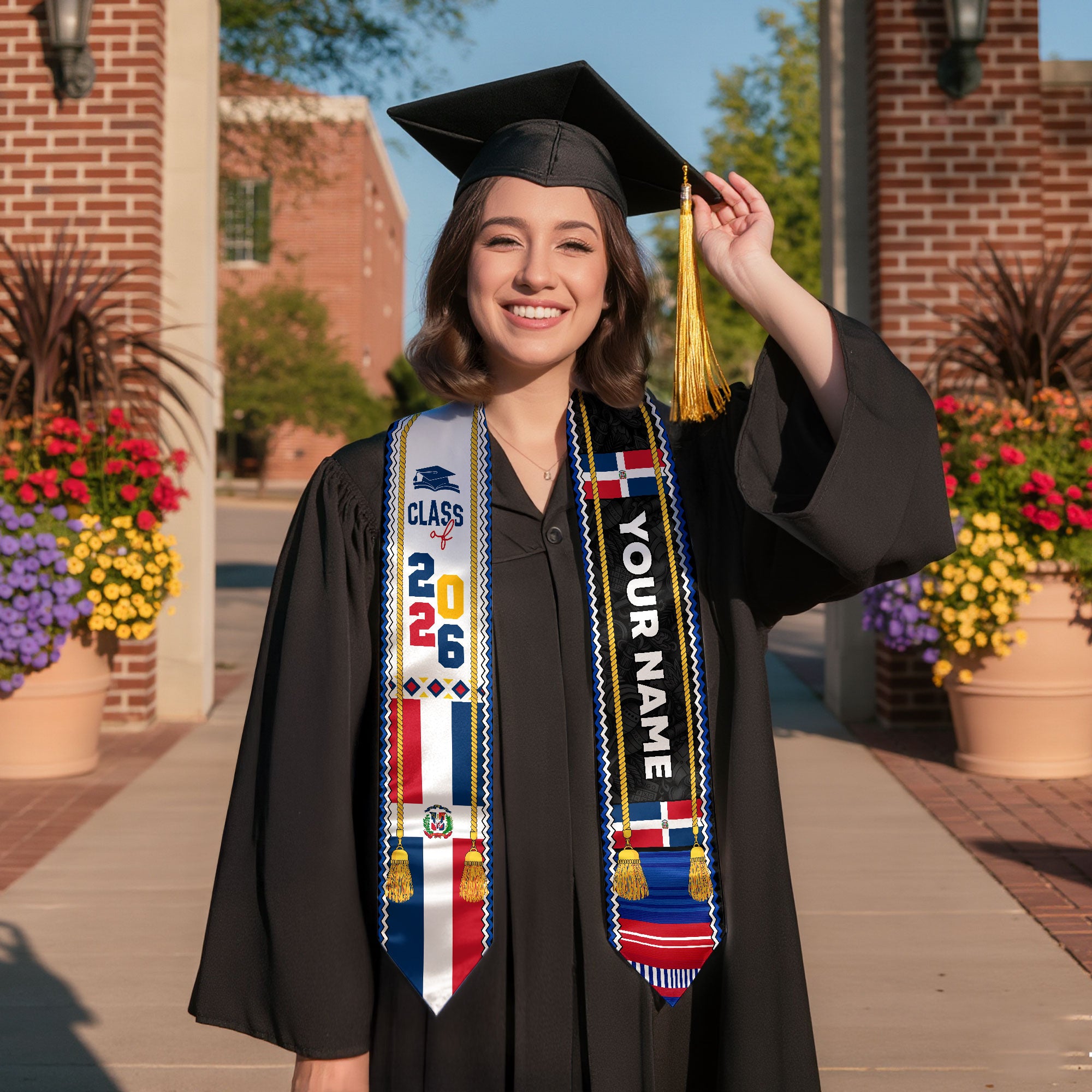 Personalized Dominicana Graduation Stole, DR Flag Grad Sash, Class of 2026 Dominican Graduate