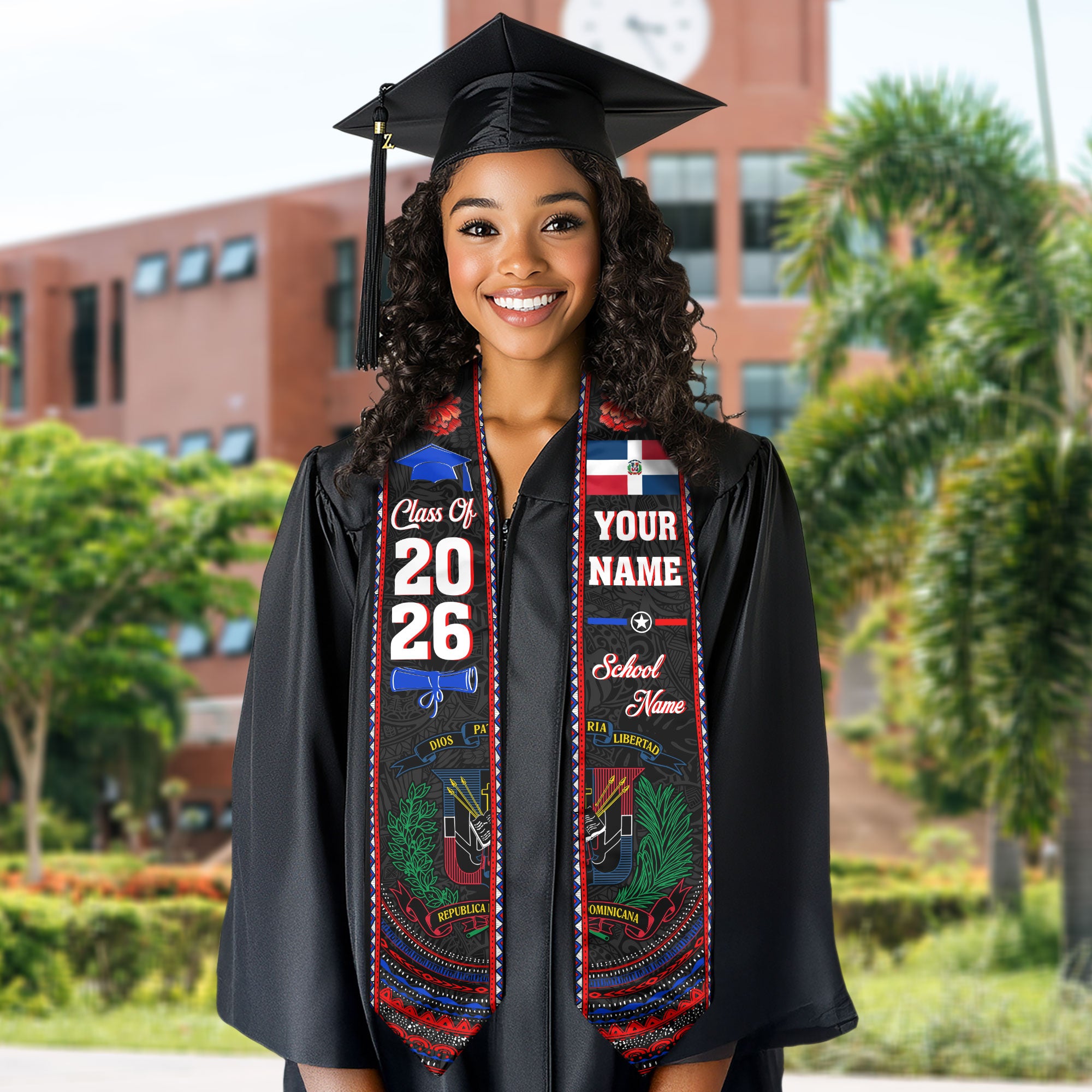Custom Dominicana Grad Sash, DR Caribe Graduation Stole, Class of 2026 Dominican Graduate