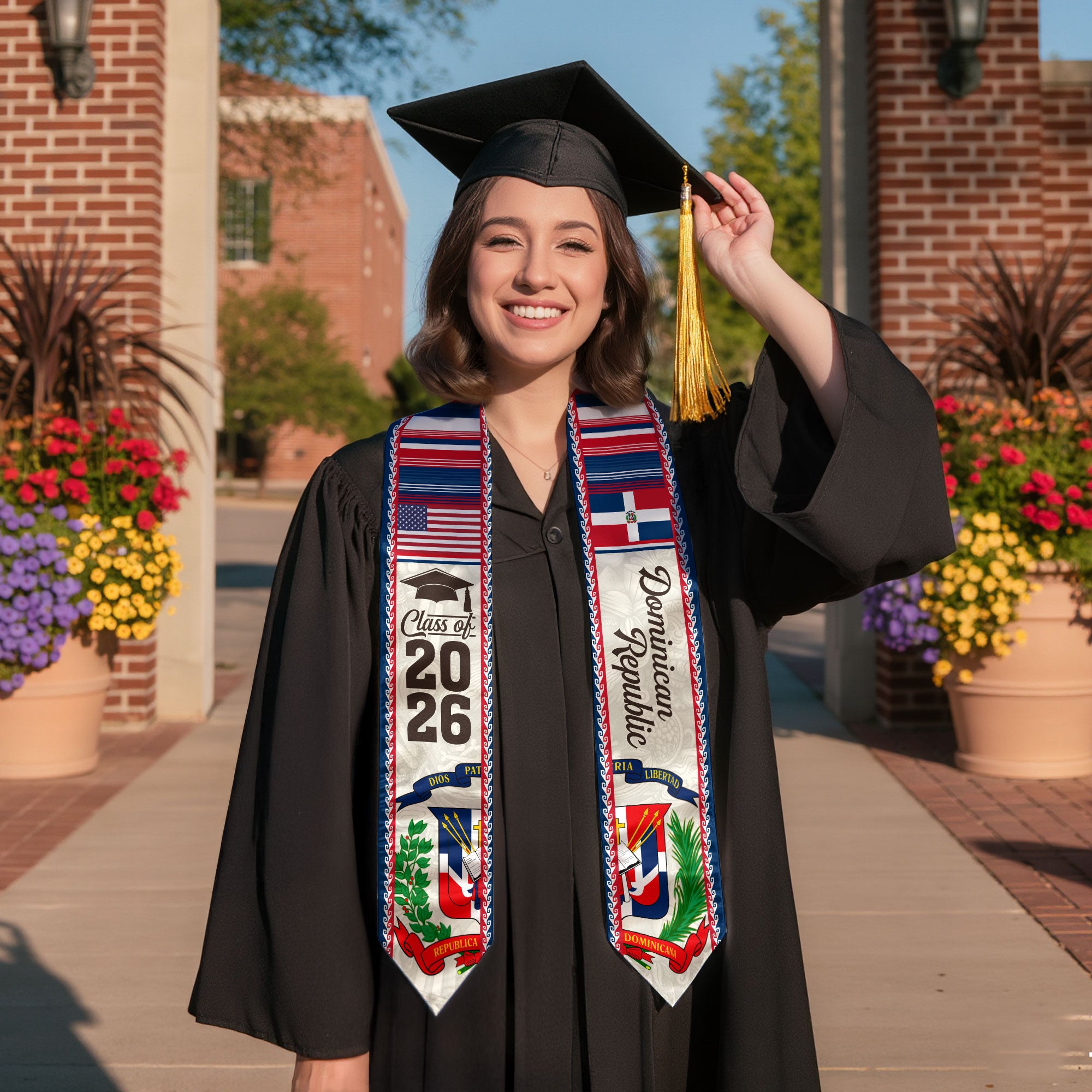 Dominican Grad Sash, DR Flag Stole Graduation Gift, Class of 2026 Senior Graduate