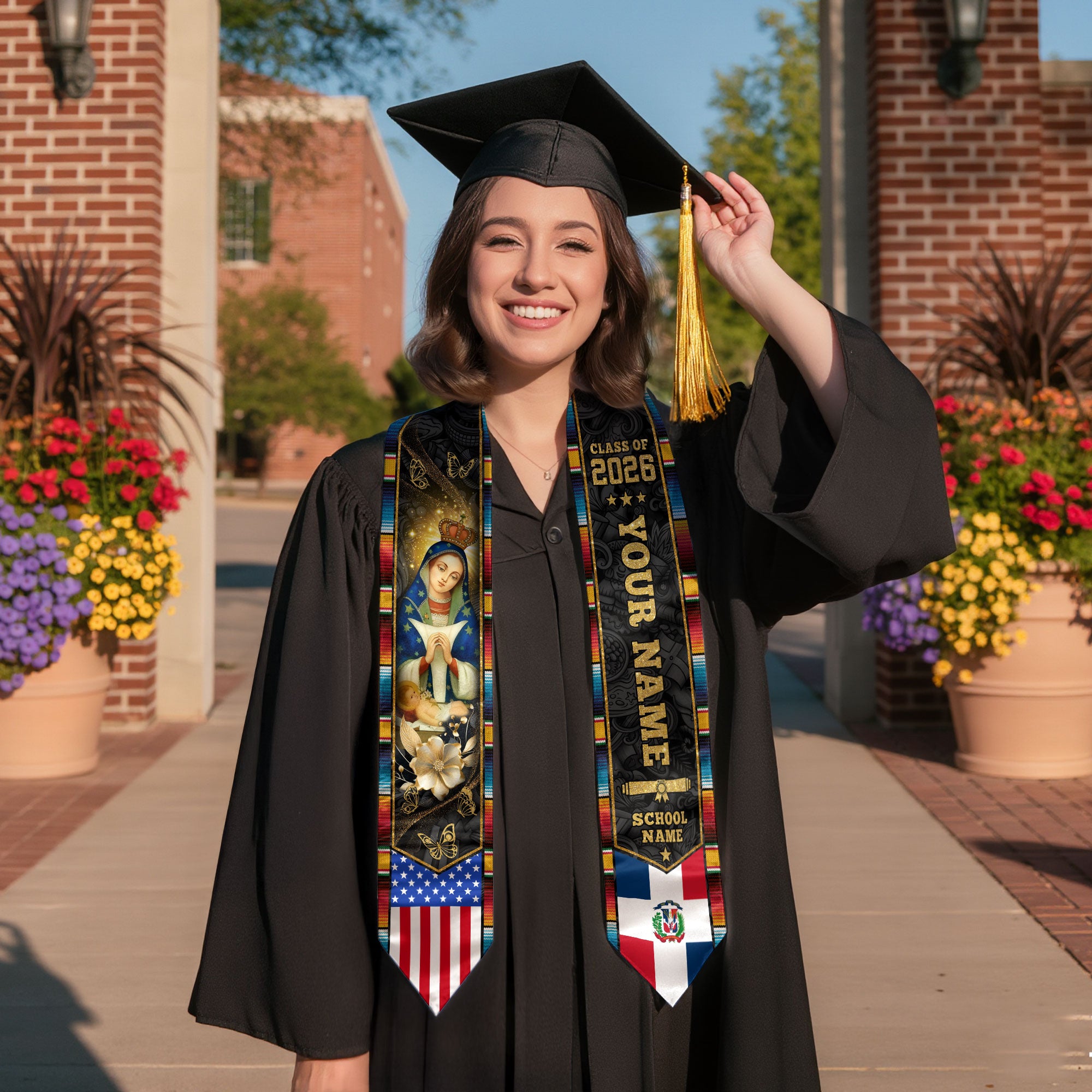 Dominican American Graduation Sash Custom Dominicana Grad Stole, Class of 2026 Graduate