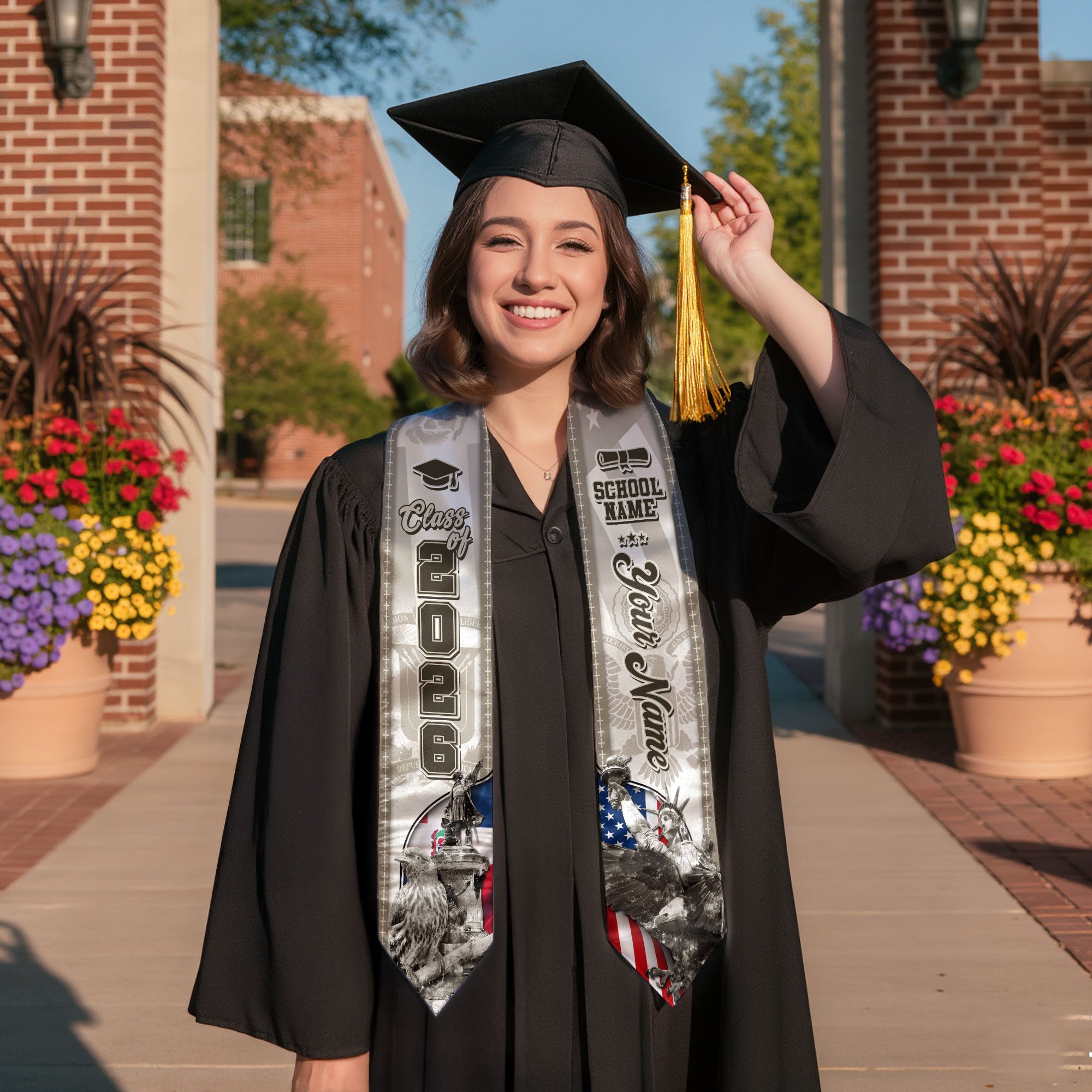 Dominican American Graduation Stole, Custom Dominicana Sash for Graduate, Class of 2026 Grad
