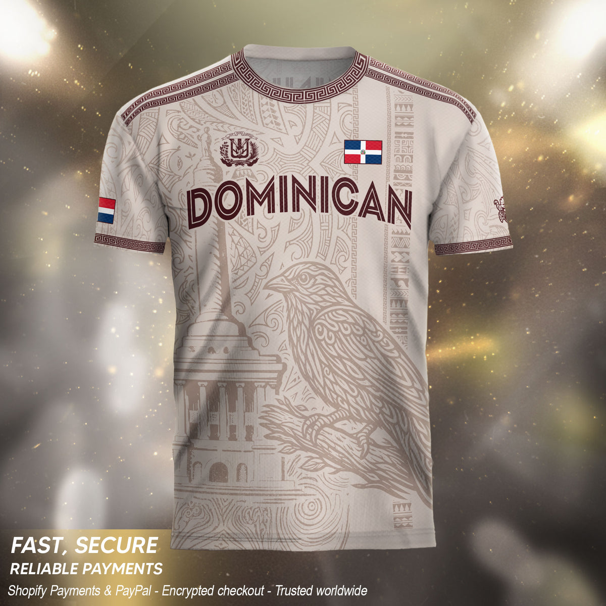 Dominican Republic Heritage Beige Burgundy Vintage Athletic Palmchat Soccer Jersey