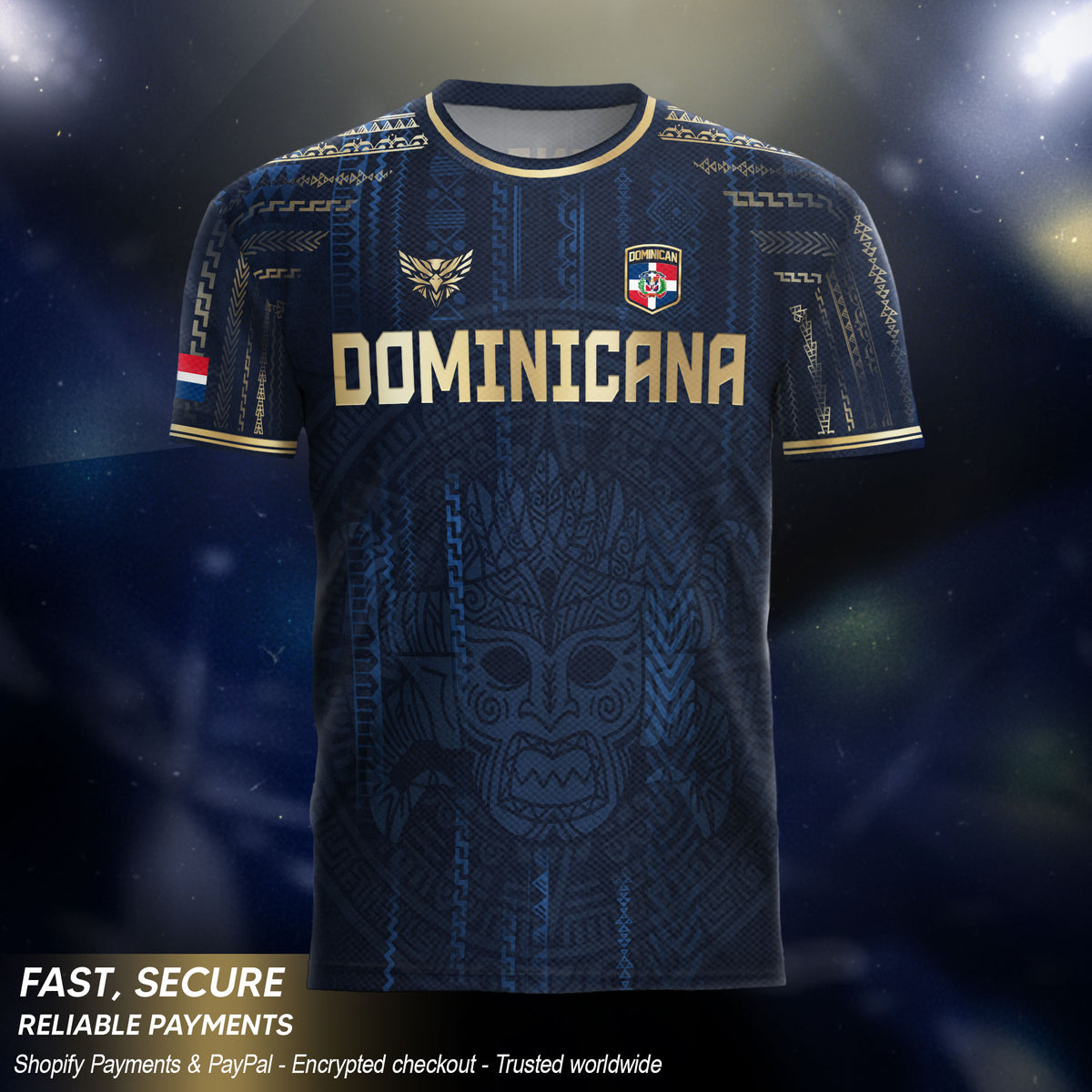 Dominican Heritage Pride Soccer Jersey Navy Gold, National Culture Collection