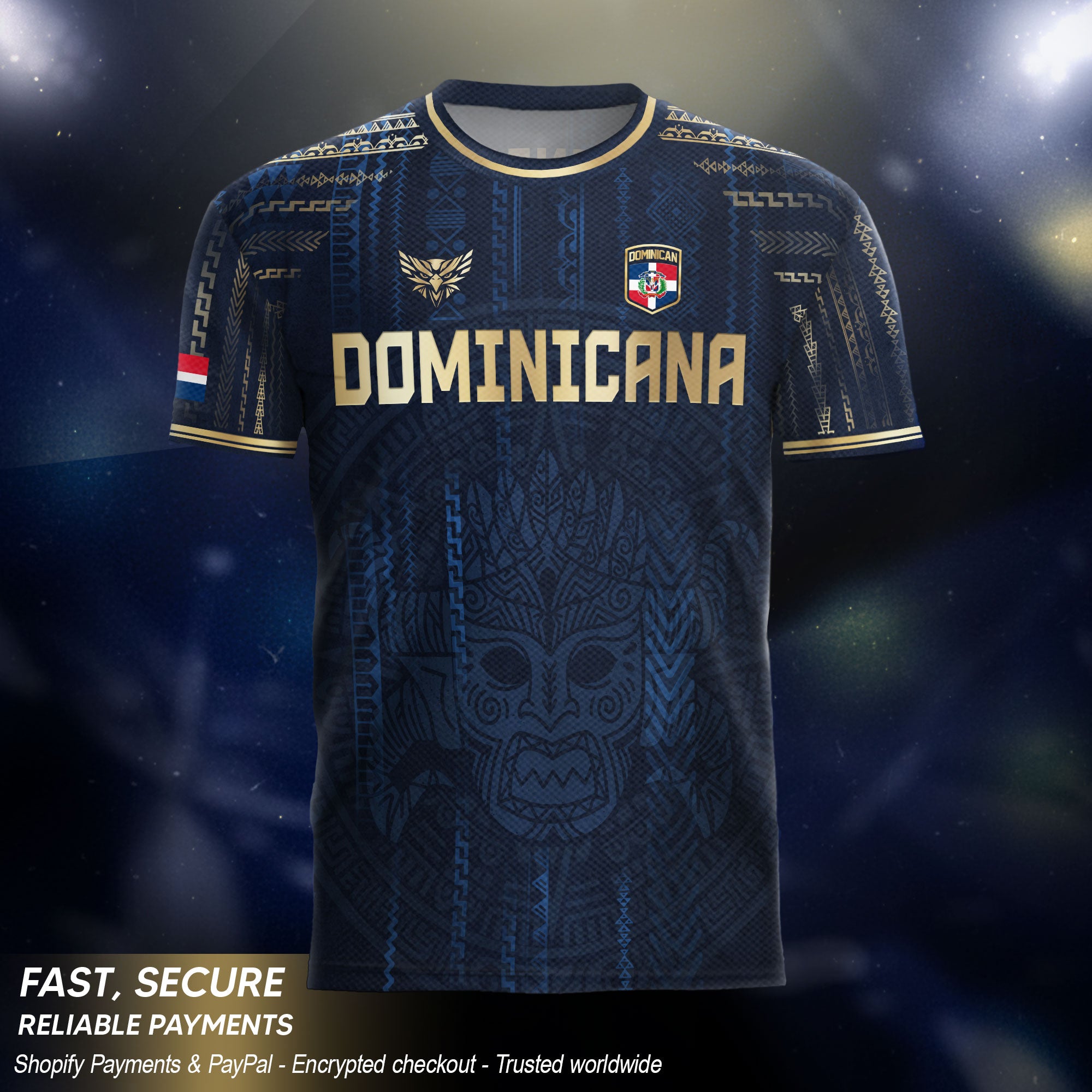 Dominican Heritage Pride Soccer Jersey Navy Gold, National Culture Collection
