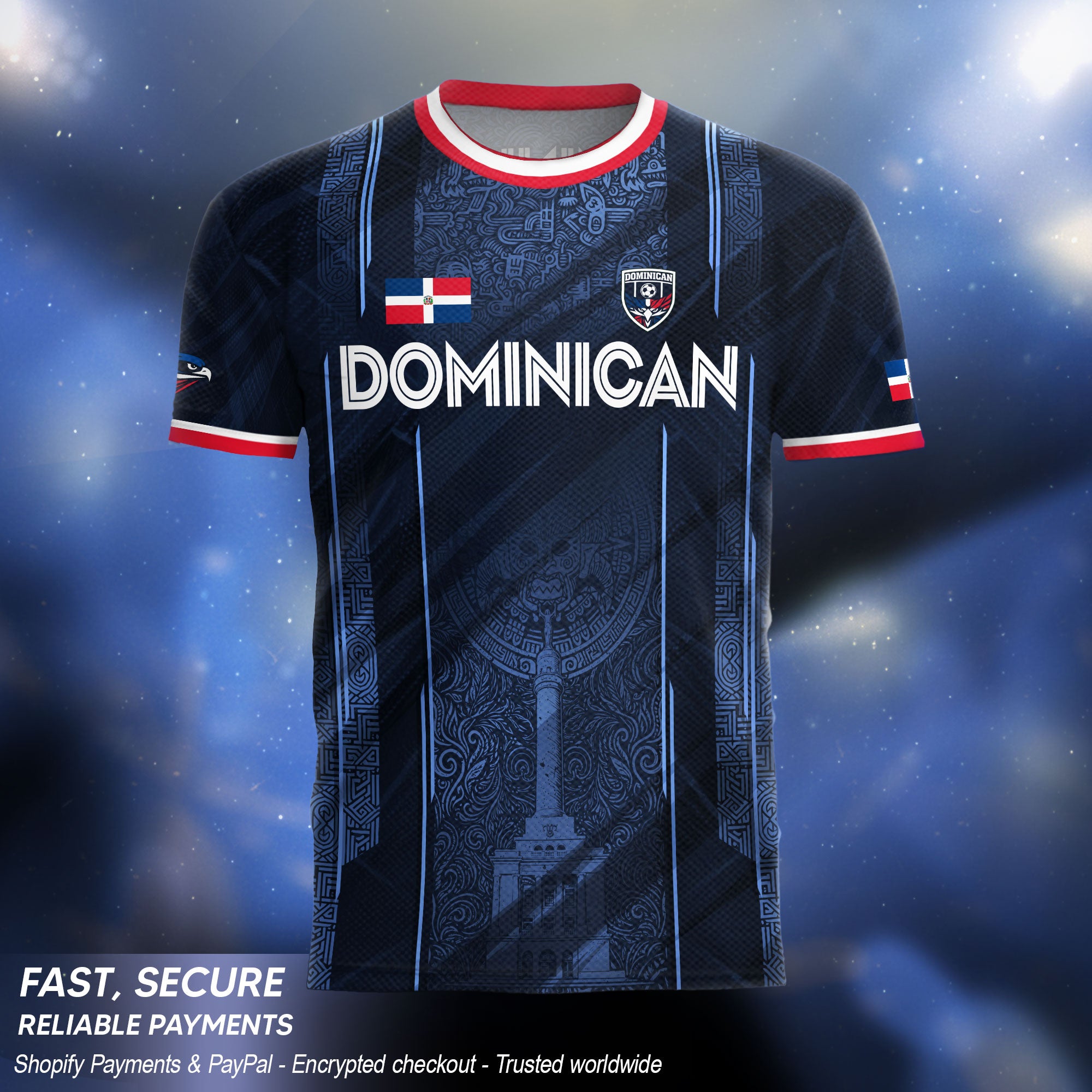 Dominican Republic Heritage Navy Blue Red National Pride Athletic Soccer Jersey