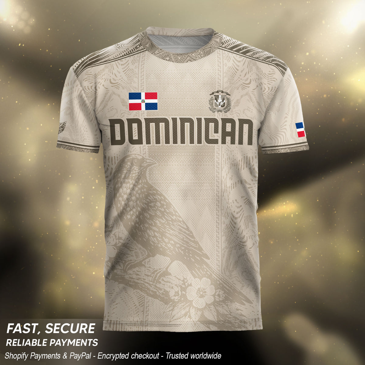 Dominican Republic Heritage Beige Olive Vintage Athletic Taino Art Soccer Jersey
