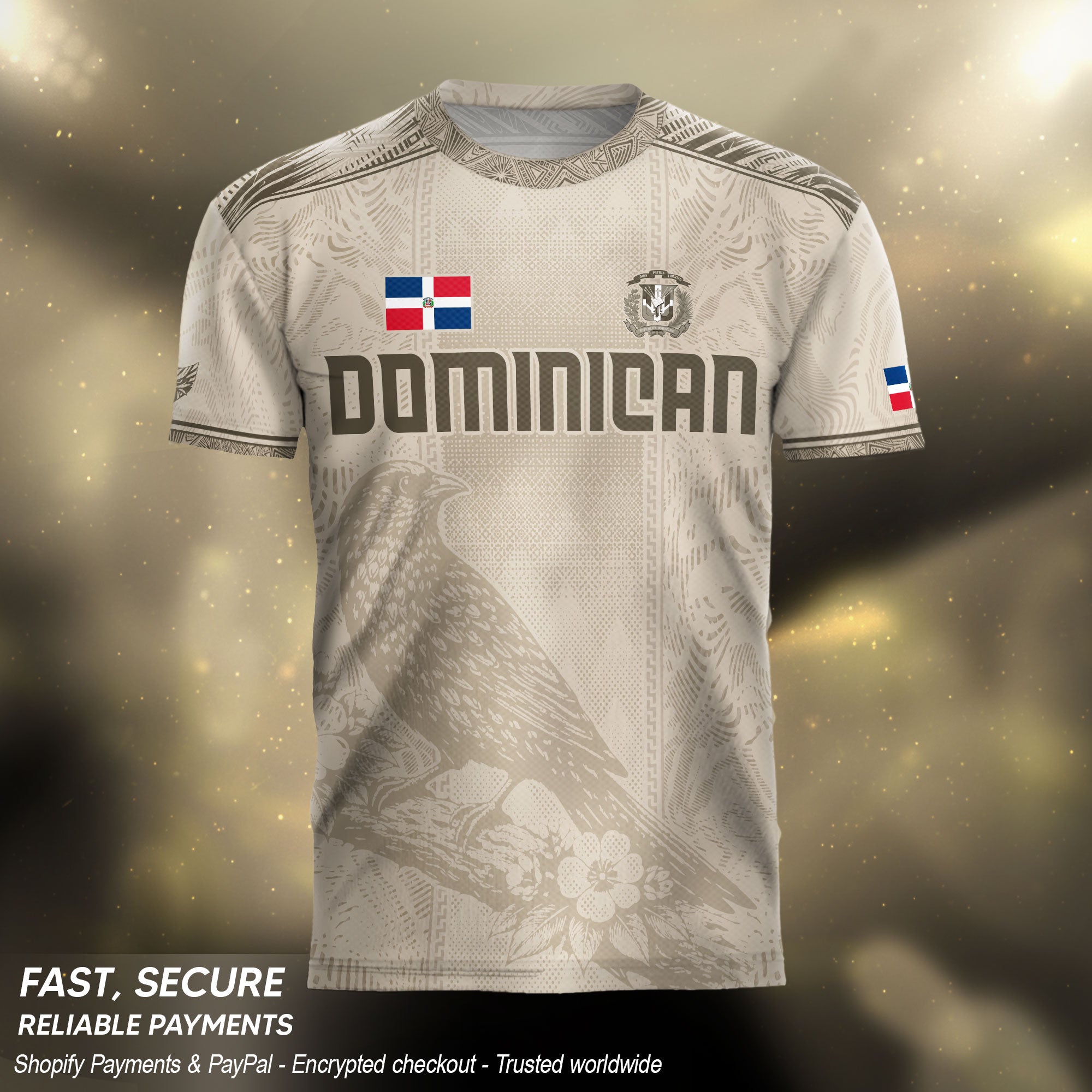Dominican Republic Heritage Beige Olive Vintage Athletic Taino Art Soccer Jersey
