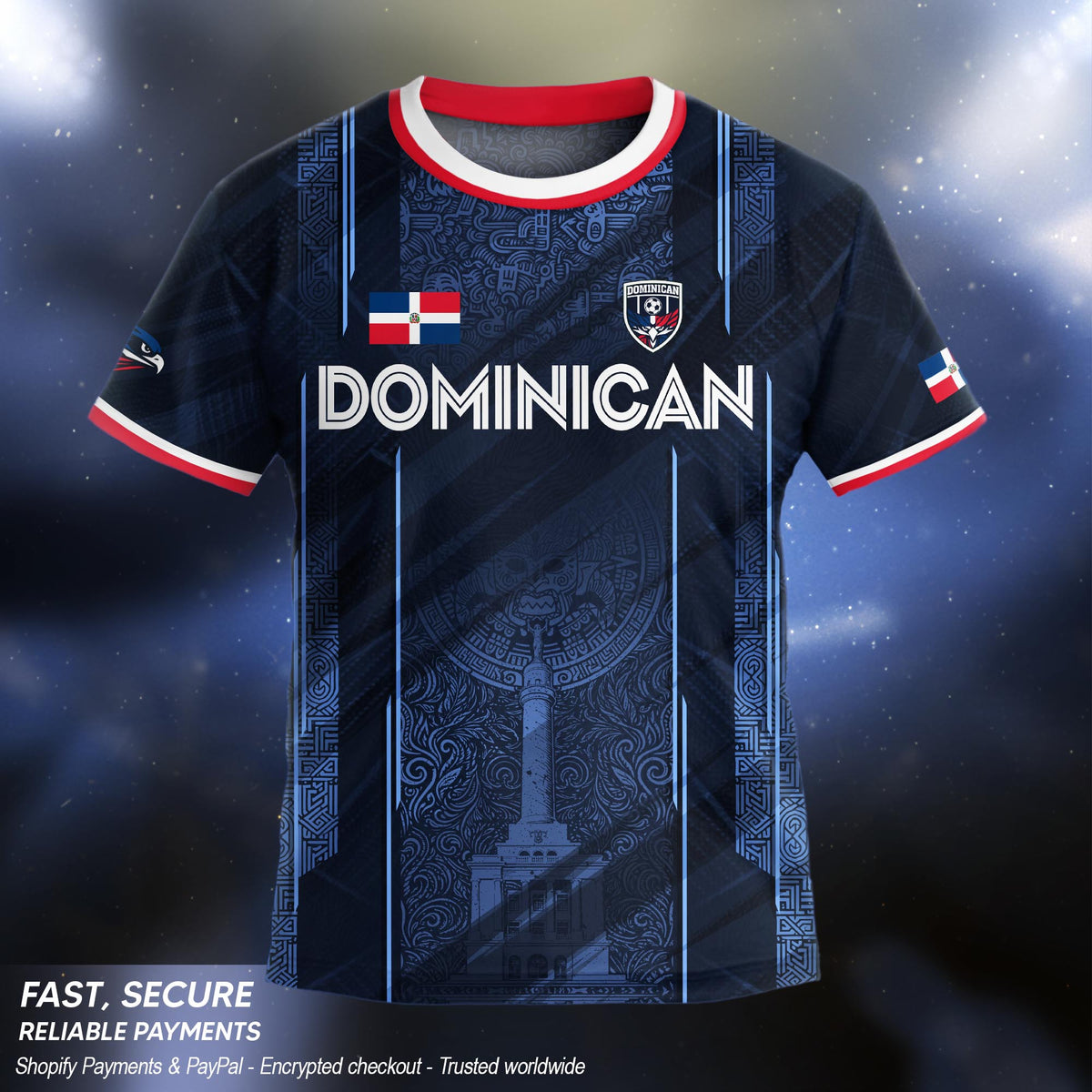 Dominican Heritage Soccer Jersey Navy for Kids Youth, Cultural Identity & National Pride