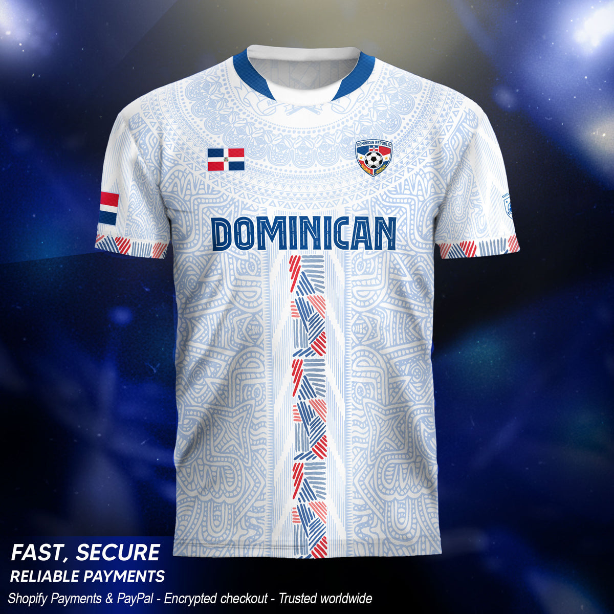 Dominican Republic Heritage White Athletic Woven Pattern Soccer Jersey