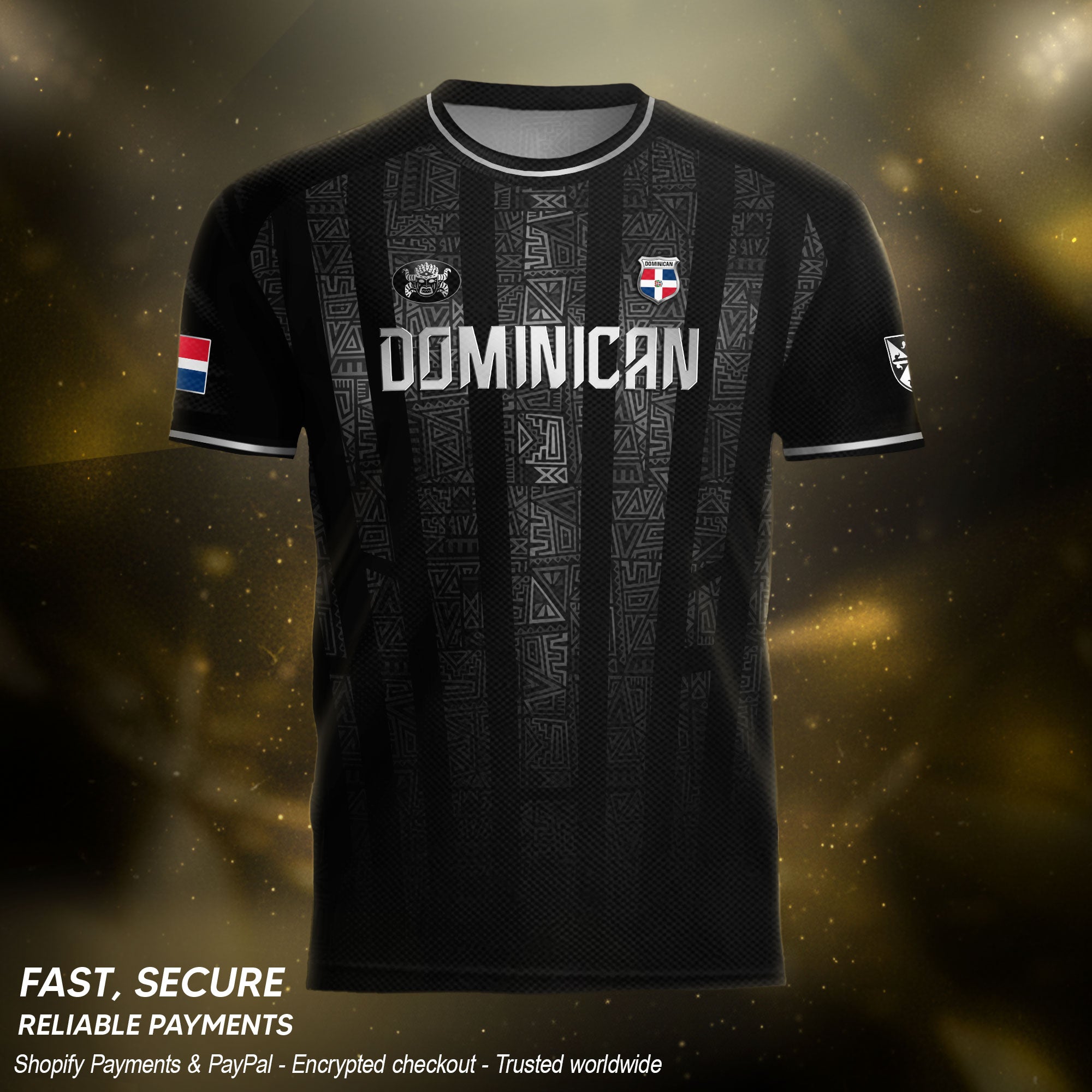 Dominican Republic Heritage Black Silver Athletic Independence Soccer Jersey