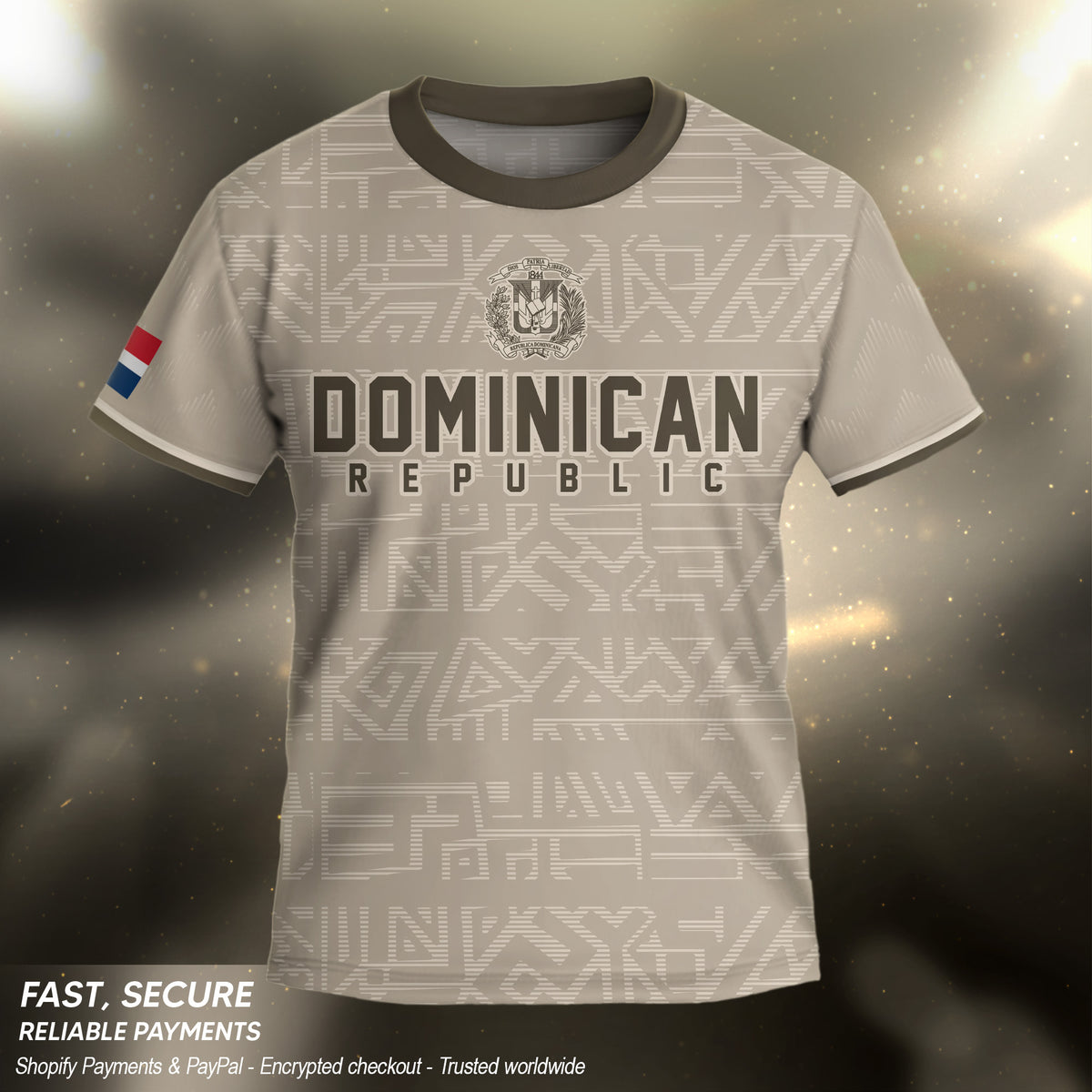 Dominican Republic Kids Youth Heritage Beige Geometric National Soccer Jersey