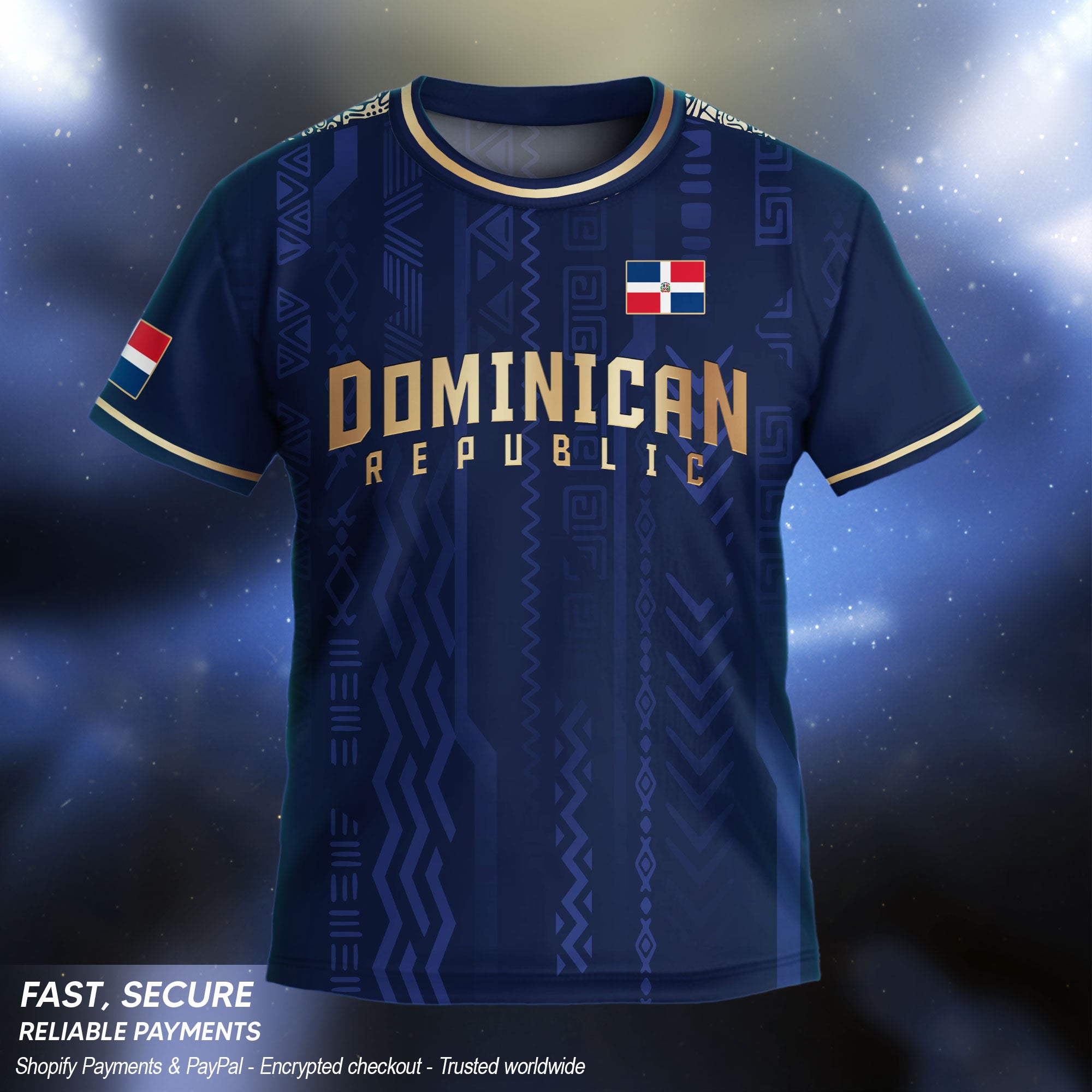 Dominican Republic Kids Youth Heritage Navy Gold Athletic Modern Soccer Jersey
