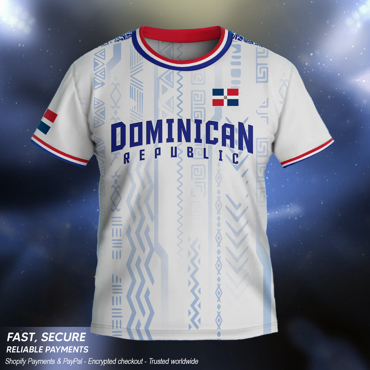 Dominican Republic Kids Youth Heritage White Red Blue Athletic Modern Soccer Jersey