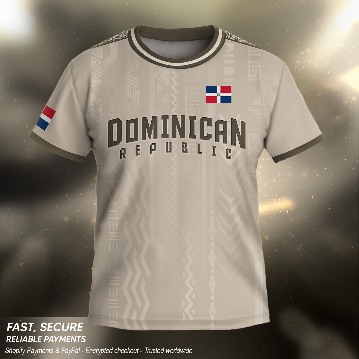 Dominican Republic Kids Youth Heritage Beige Brown Modern National Soccer Jersey