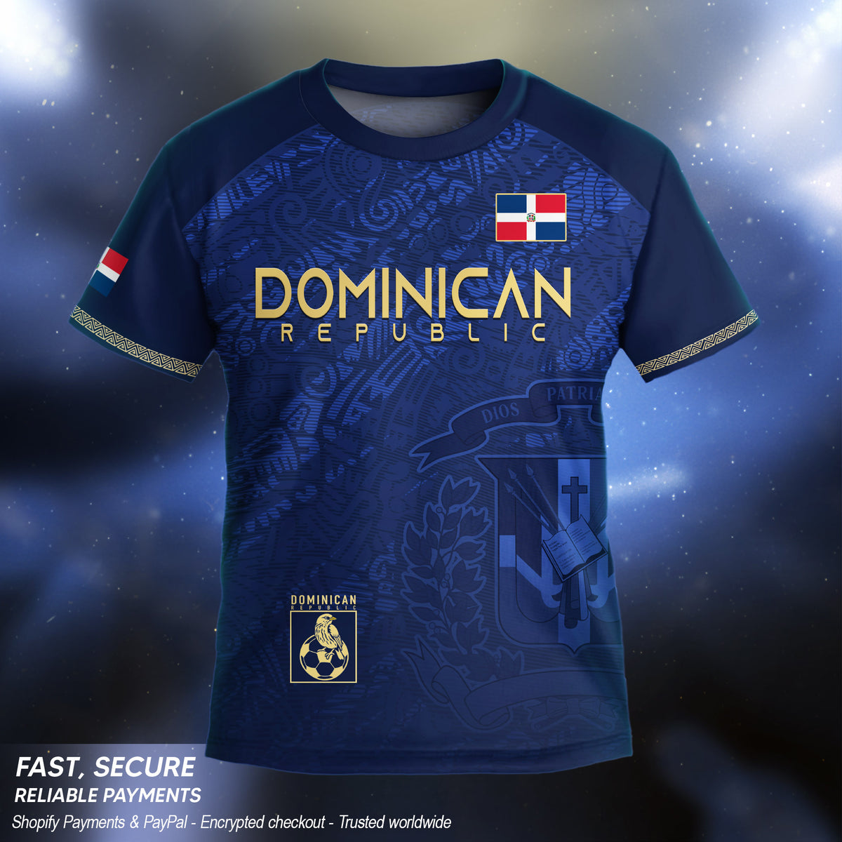 Dominican Republic Kids Youth Heritage Navy Gold National Pride Soccer Jersey