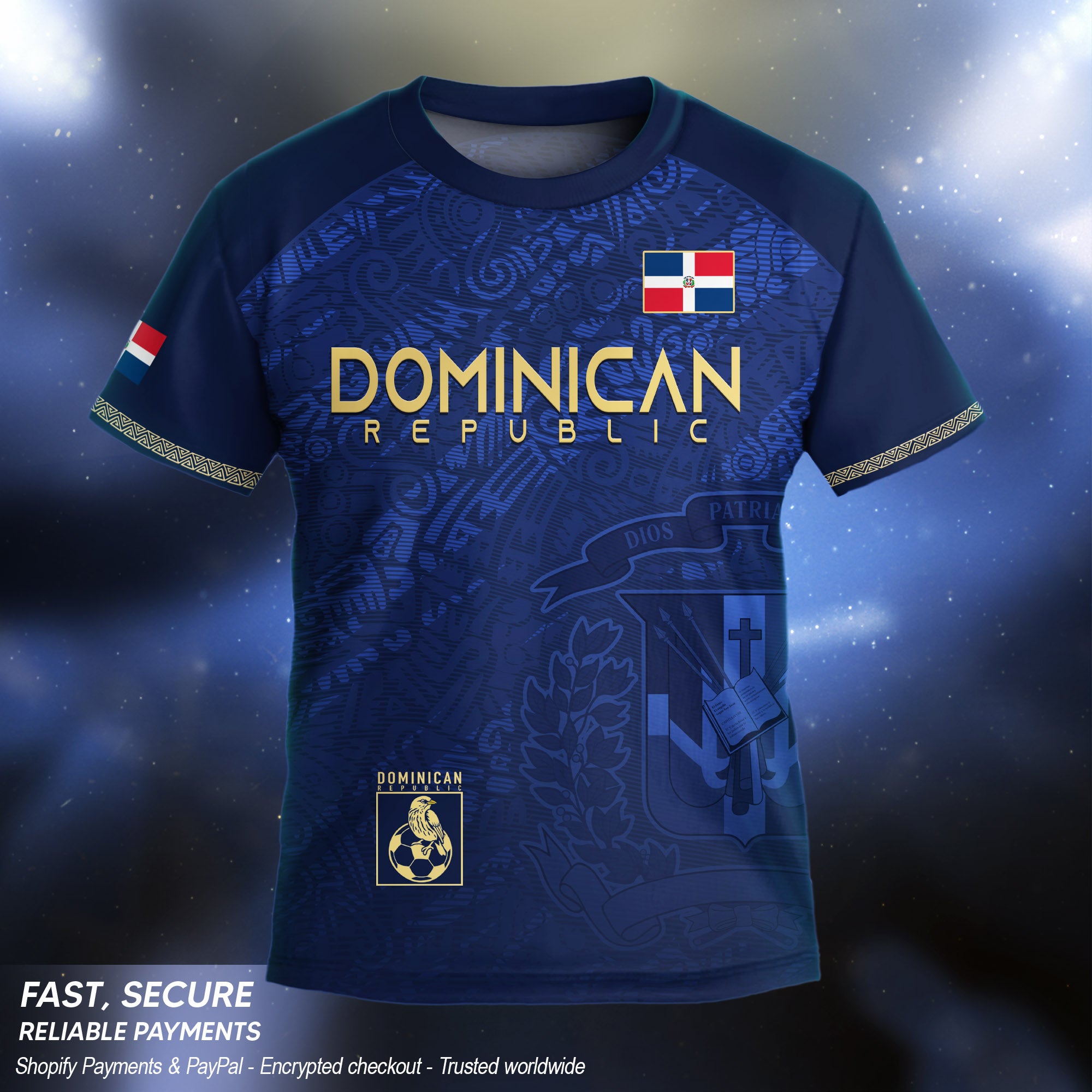 Dominican Republic Kids Youth Heritage Navy Gold National Pride Soccer Jersey