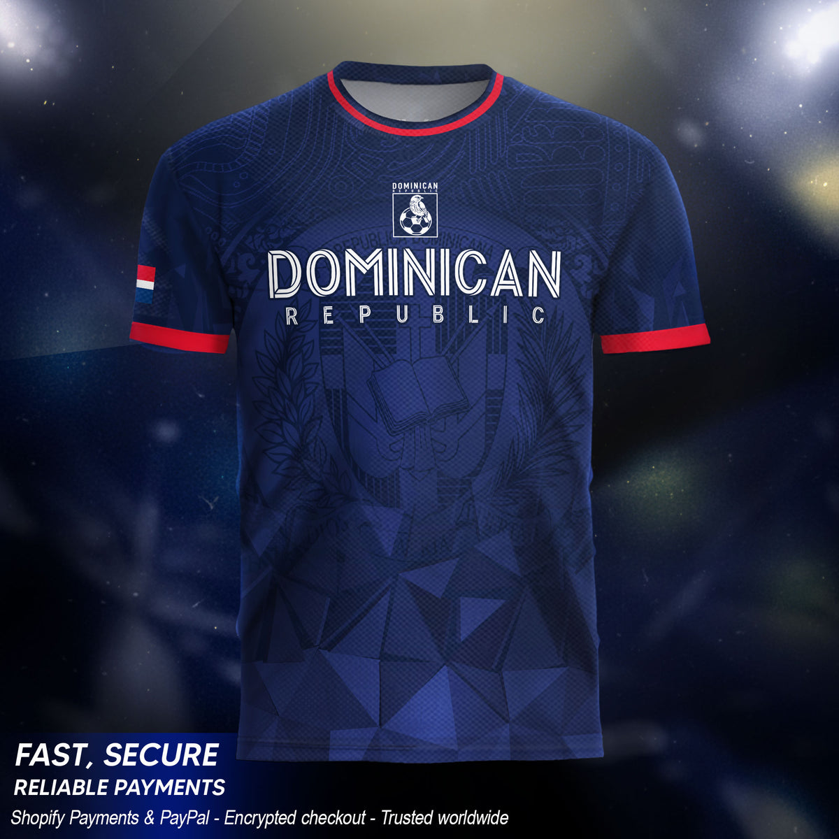 Dominican Republic Coat of Arms Navy Red National Pride Sport Soccer Jersey