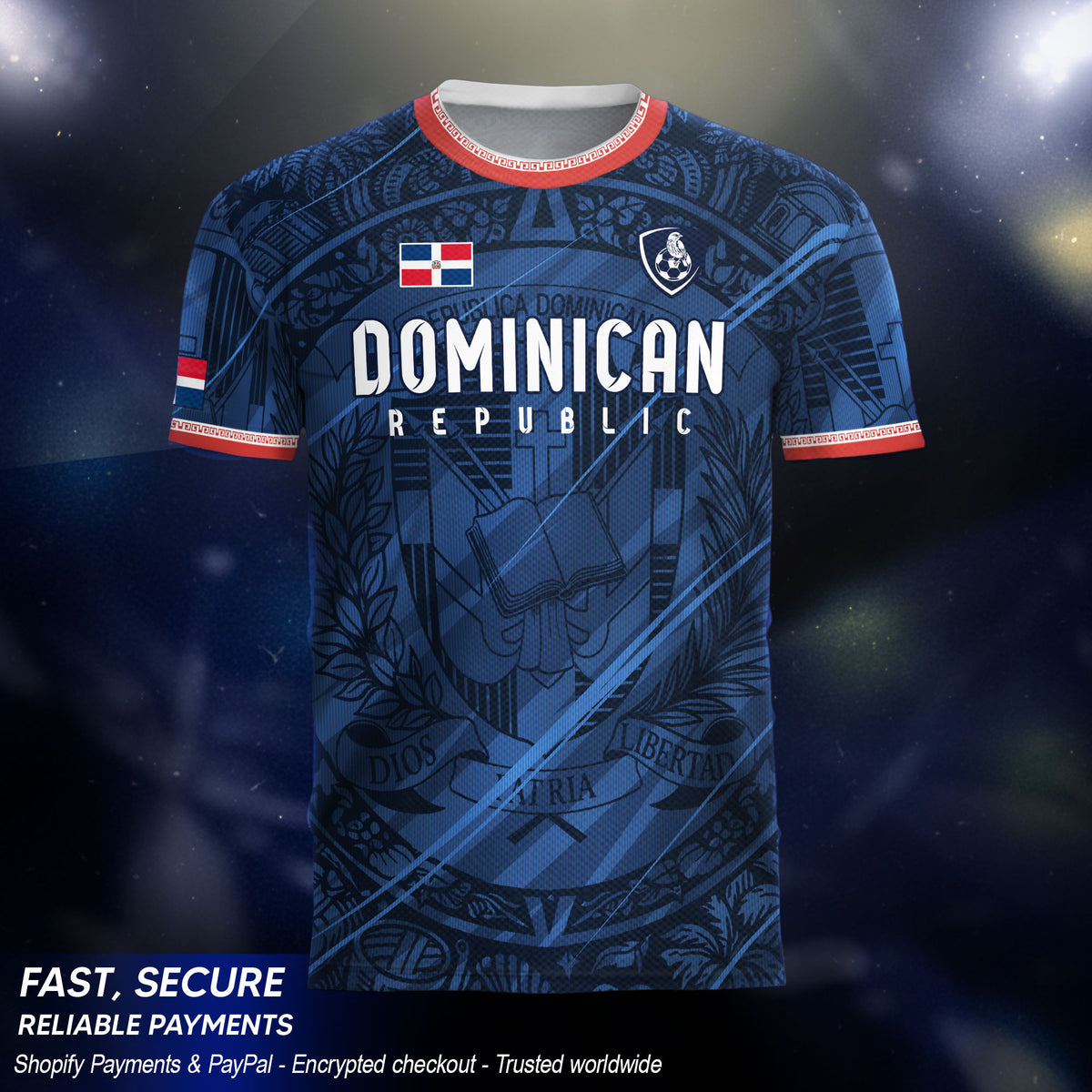 Dominican Republic Navy Red National Symbol Pattern Graphic Pride Soccer Jersey