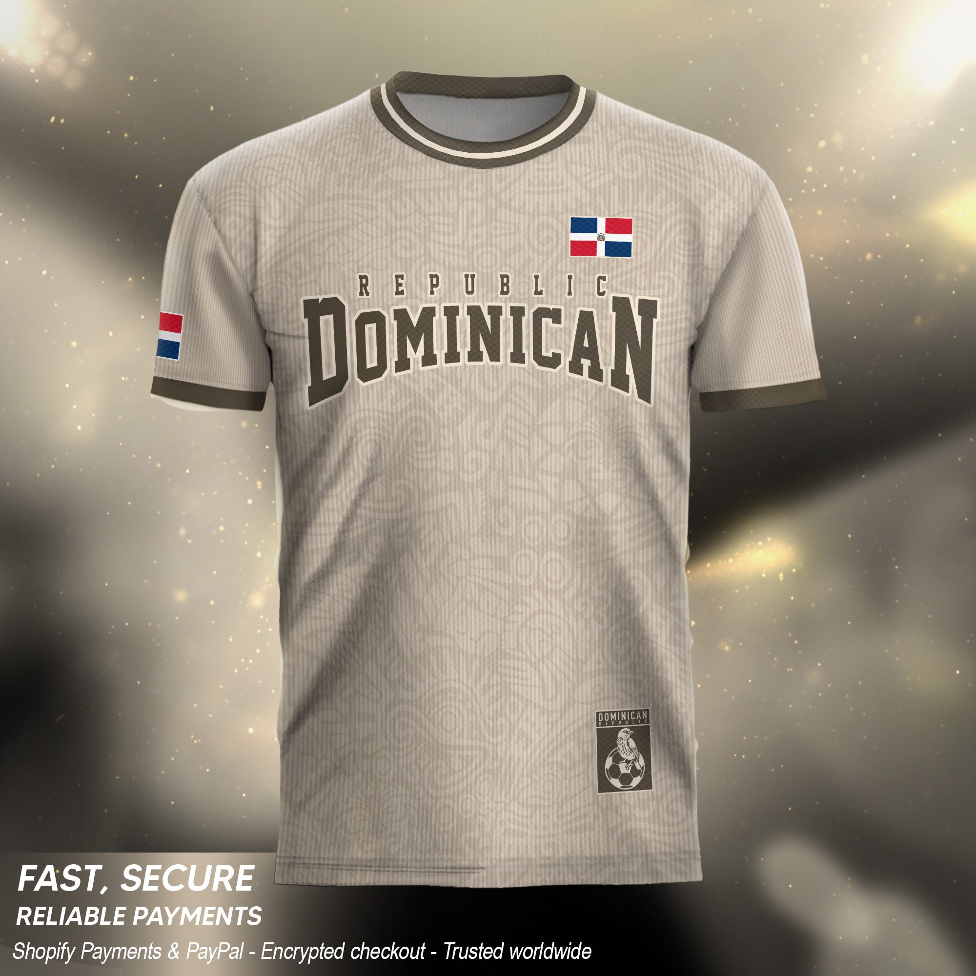 Dominican Republic Coat of Arms Beige Olive Heritage Athletic Sport Soccer Jersey