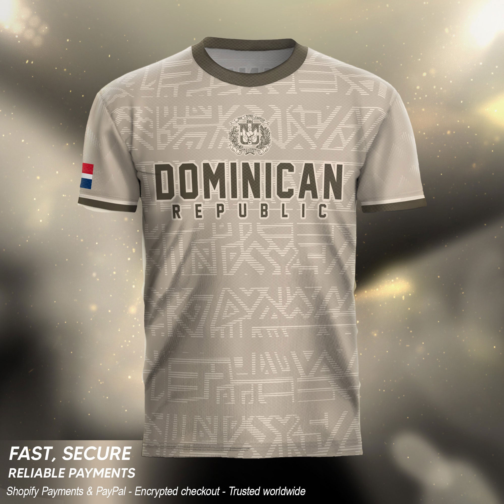 Dominican Republic Beige Brown National Symbol Pattern Graphic Pride Soccer Jersey