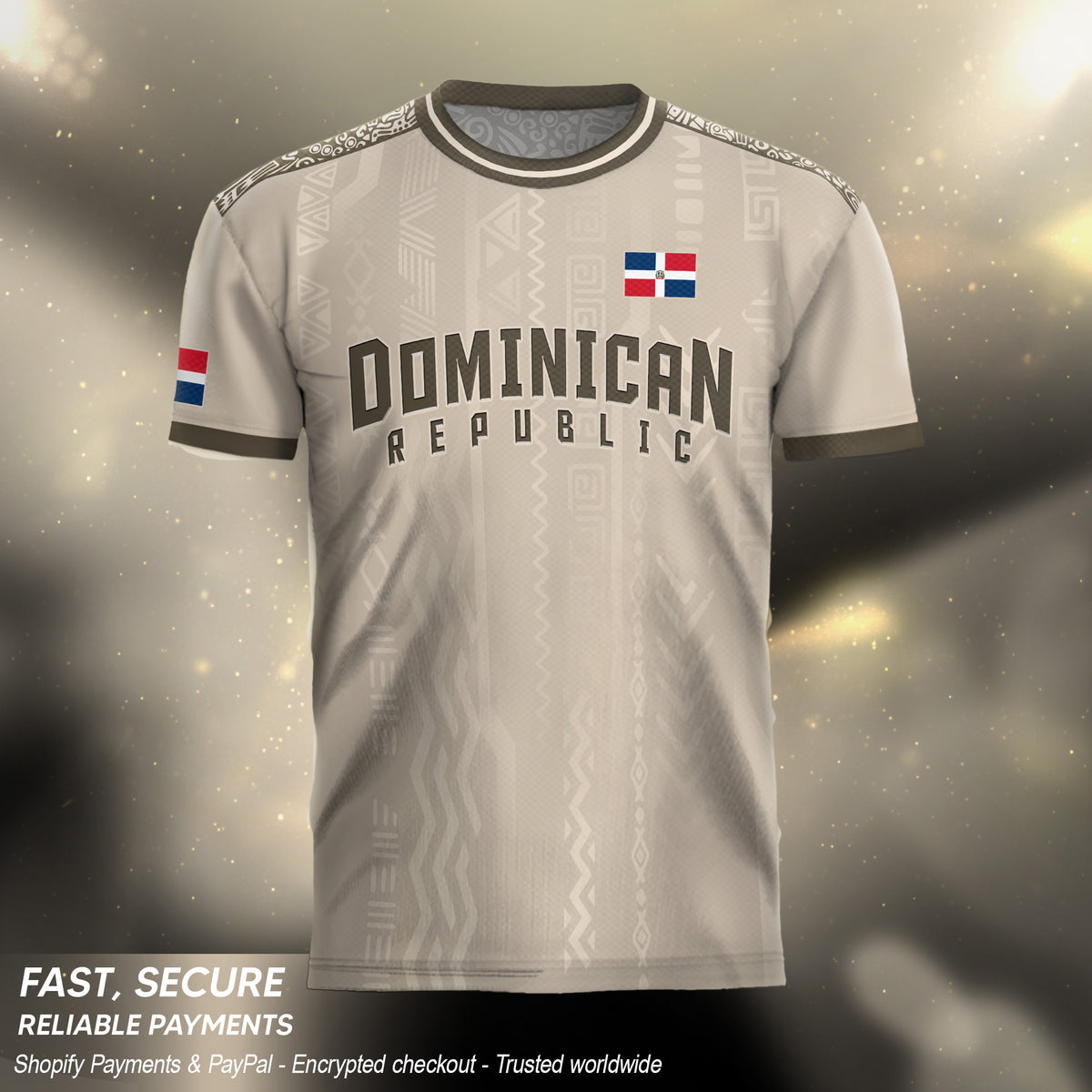 Dominican Republic Coat of Arms Tribal Beige Brown National Soccer Jersey
