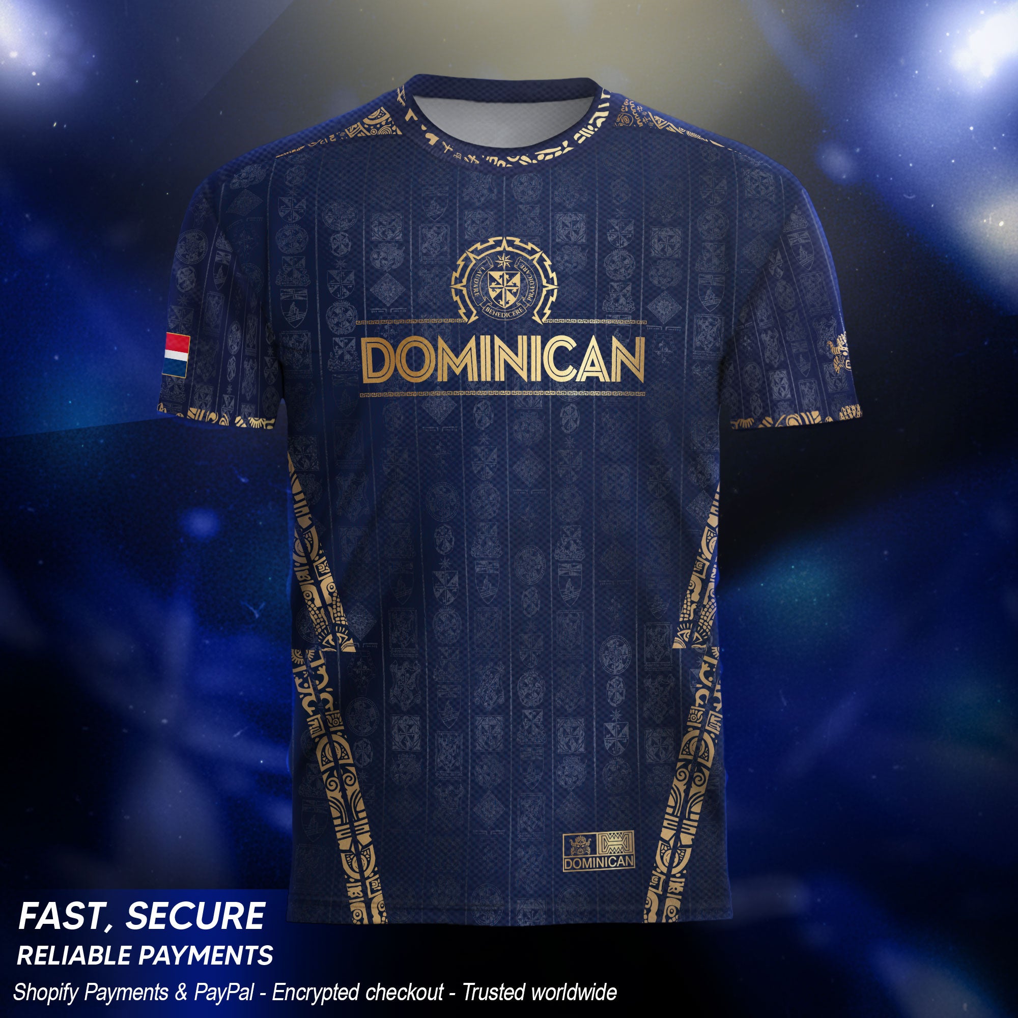 Dominican Republic Heritage Navy Gold Patchwork Soccer Jersey