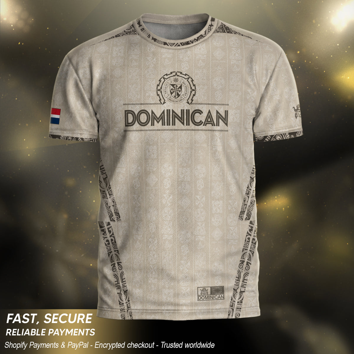 Dominican Republic Heritage Beige Tan Patchwork Soccer Jersey