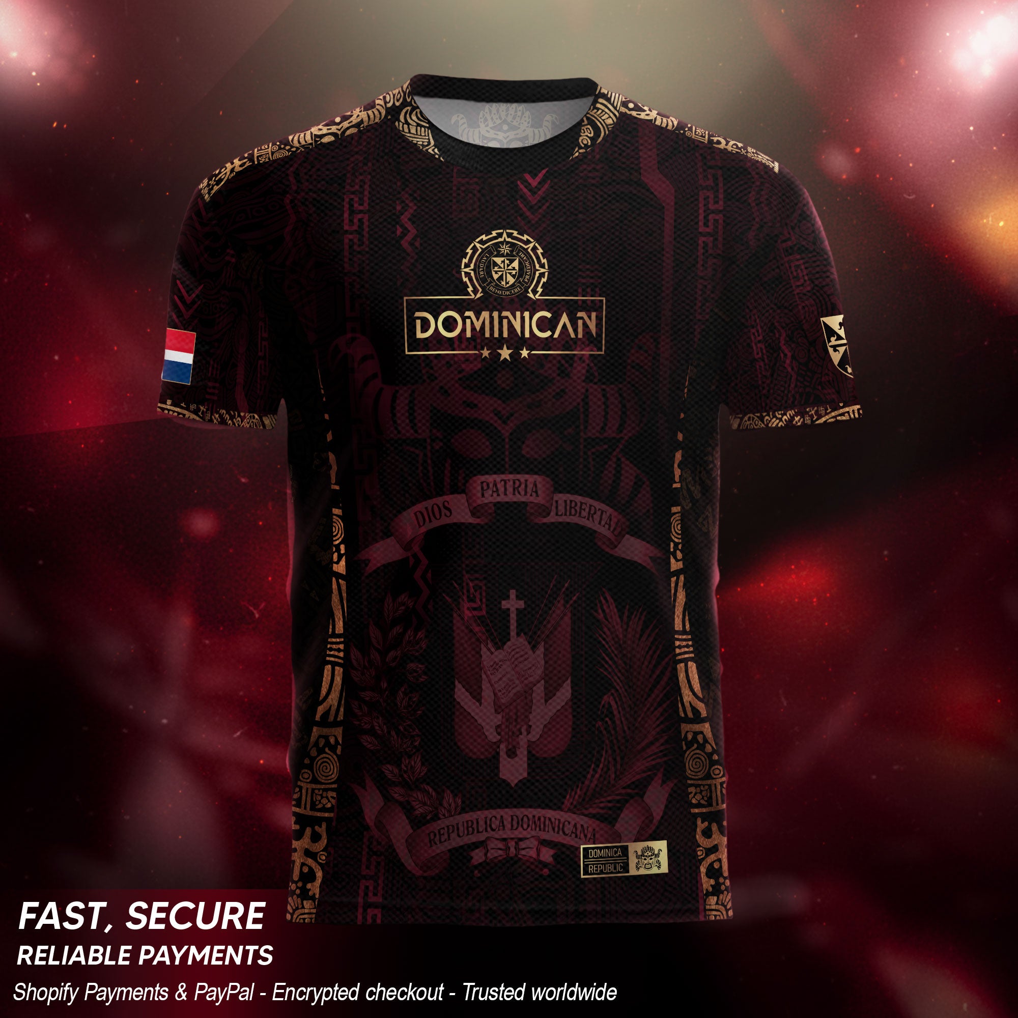 Dominican Republic Orgullo Dominicano Dark Maroon Mask Vintage Soccer Jersey