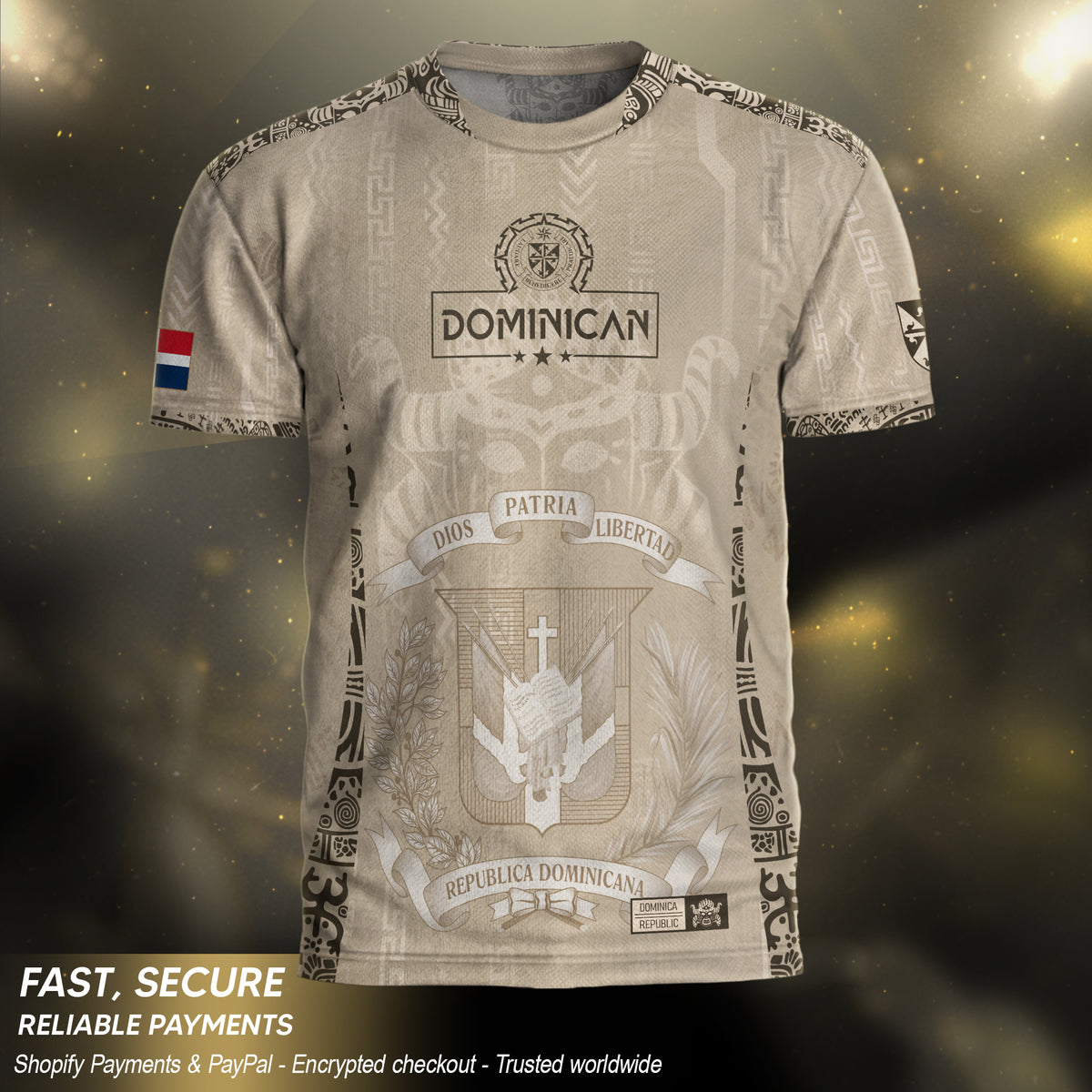 Dominican Republic Orgullo Dominicano Beige Mask Retro Soccer Jersey