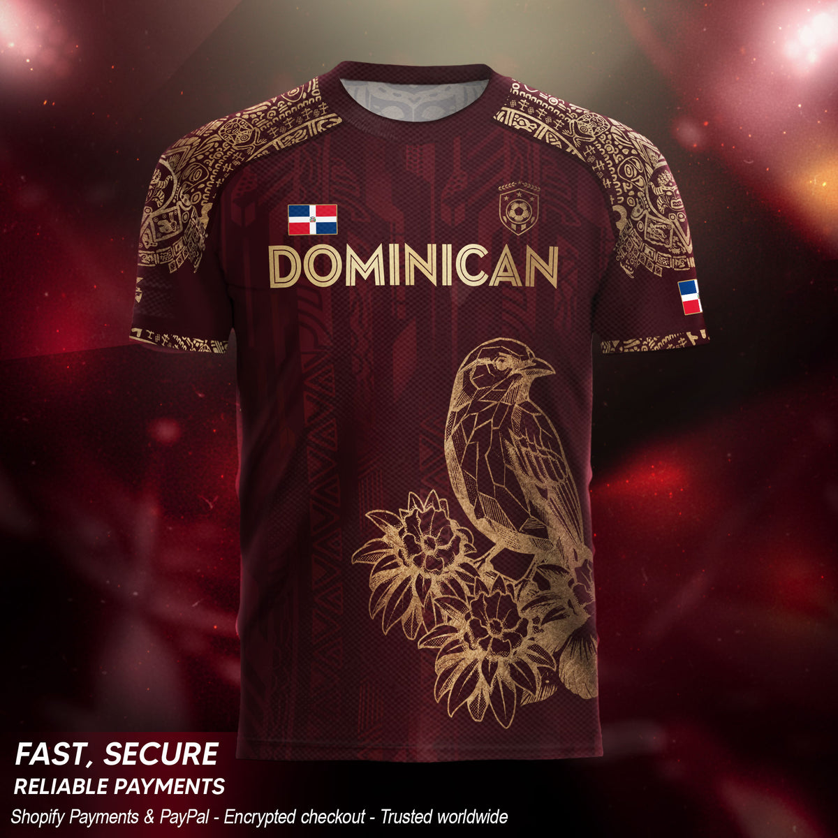 Dominican Republic Orgullo Dominicano Maroon Gold Cigua Palmera Soccer Jersey