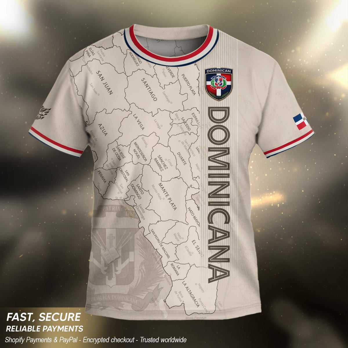 Dominican Republic Kids Youth Heritage Beige Map National Pride Athletic Soccer Jersey