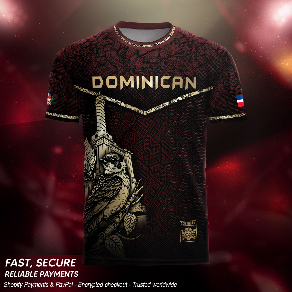 Dominican Cultural Legacy Soccer Jersey Maroon Black, Identity & Pride Apparel