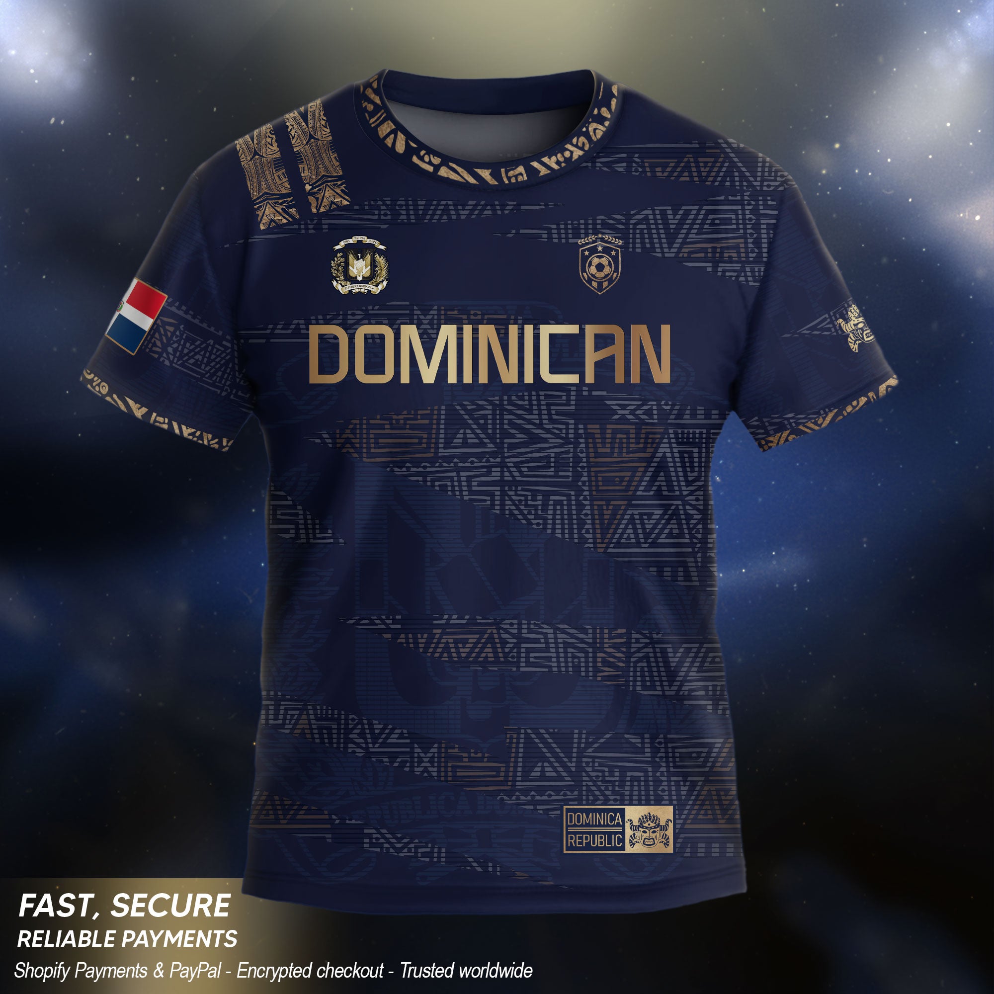 Dominican Republic Youth Soccer Jersey Navy Gold Cultural Pride