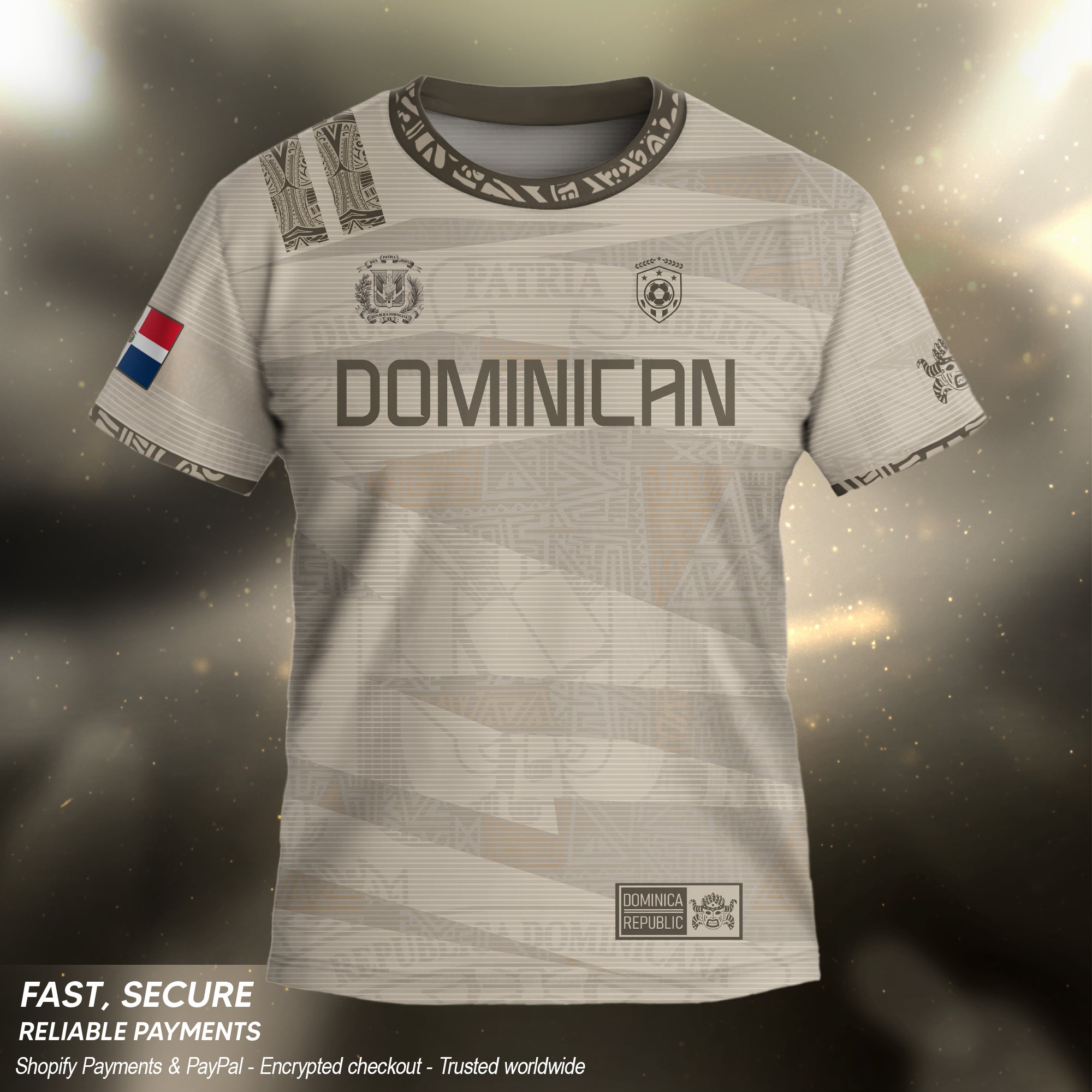 Dominican Heritage Kids Soccer Jersey Beige National Pride Collection