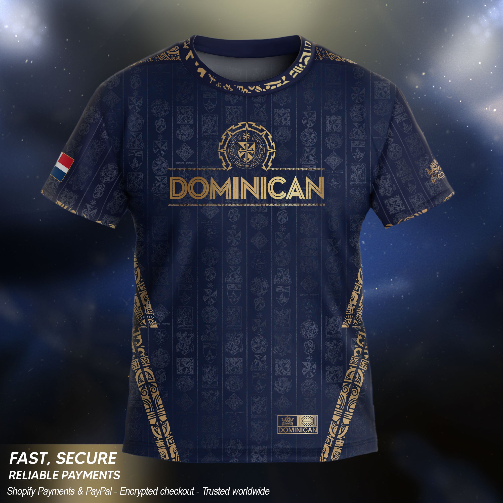 Dominican Republic Kids Youth Orgullo Dominicano Navy Gold Patchwork Soccer Jersey
