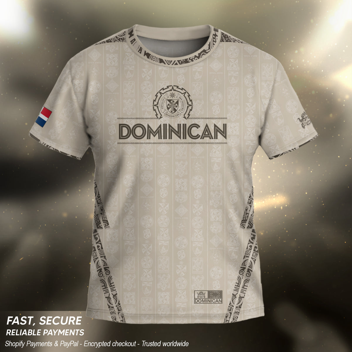 Dominican Republic Kids Youth Orgullo Dominicano Beige Tan Patchwork Soccer Jersey