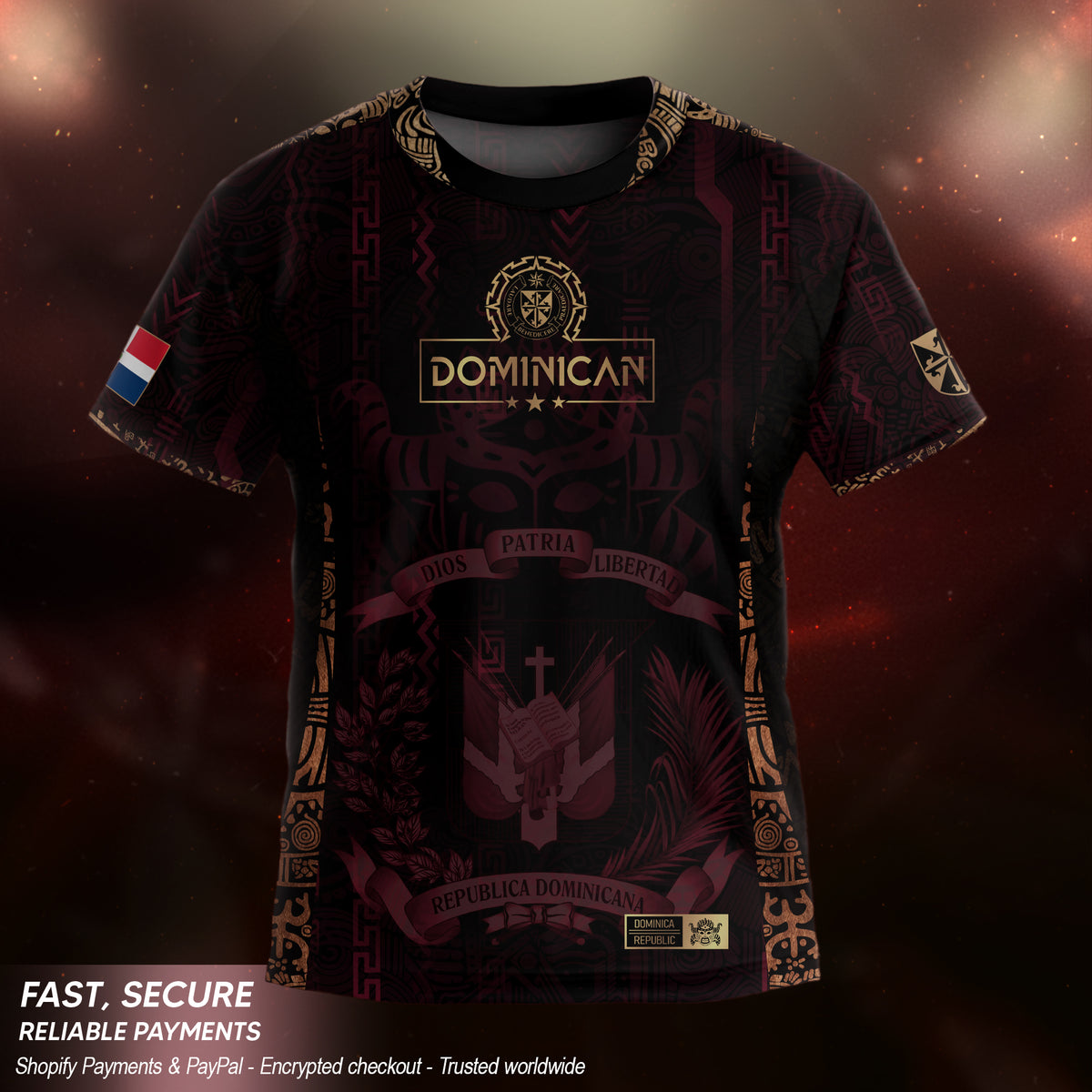 Dominican Republic Kids Youth Orgullo Dominicano Dark Maroon Mask Soccer Jersey