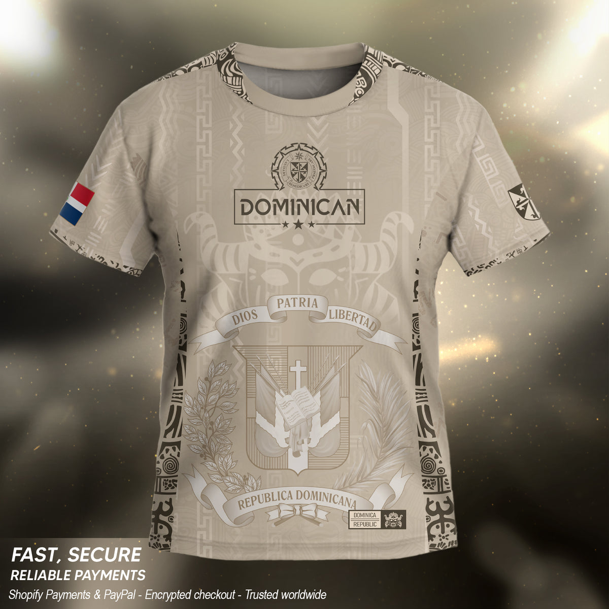 Dominican Republic Kids Youth Orgullo Dominicano Beige Tan Mask Soccer Jersey