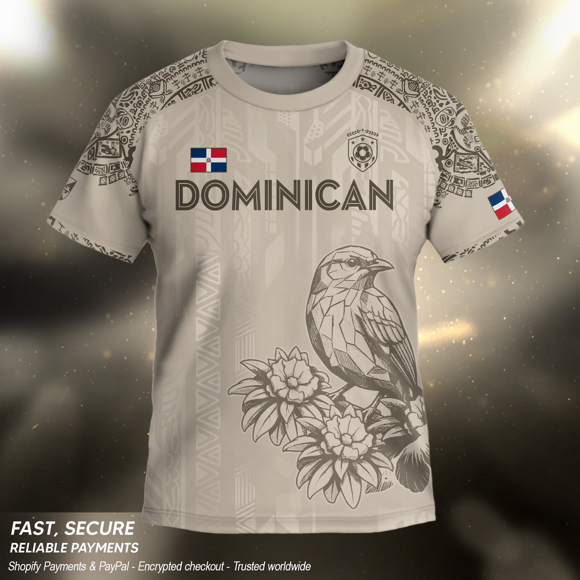 Dominican Republic Kids Youth Orgullo Dominicano Beige Tan Cigua Palmera Soccer Jersey